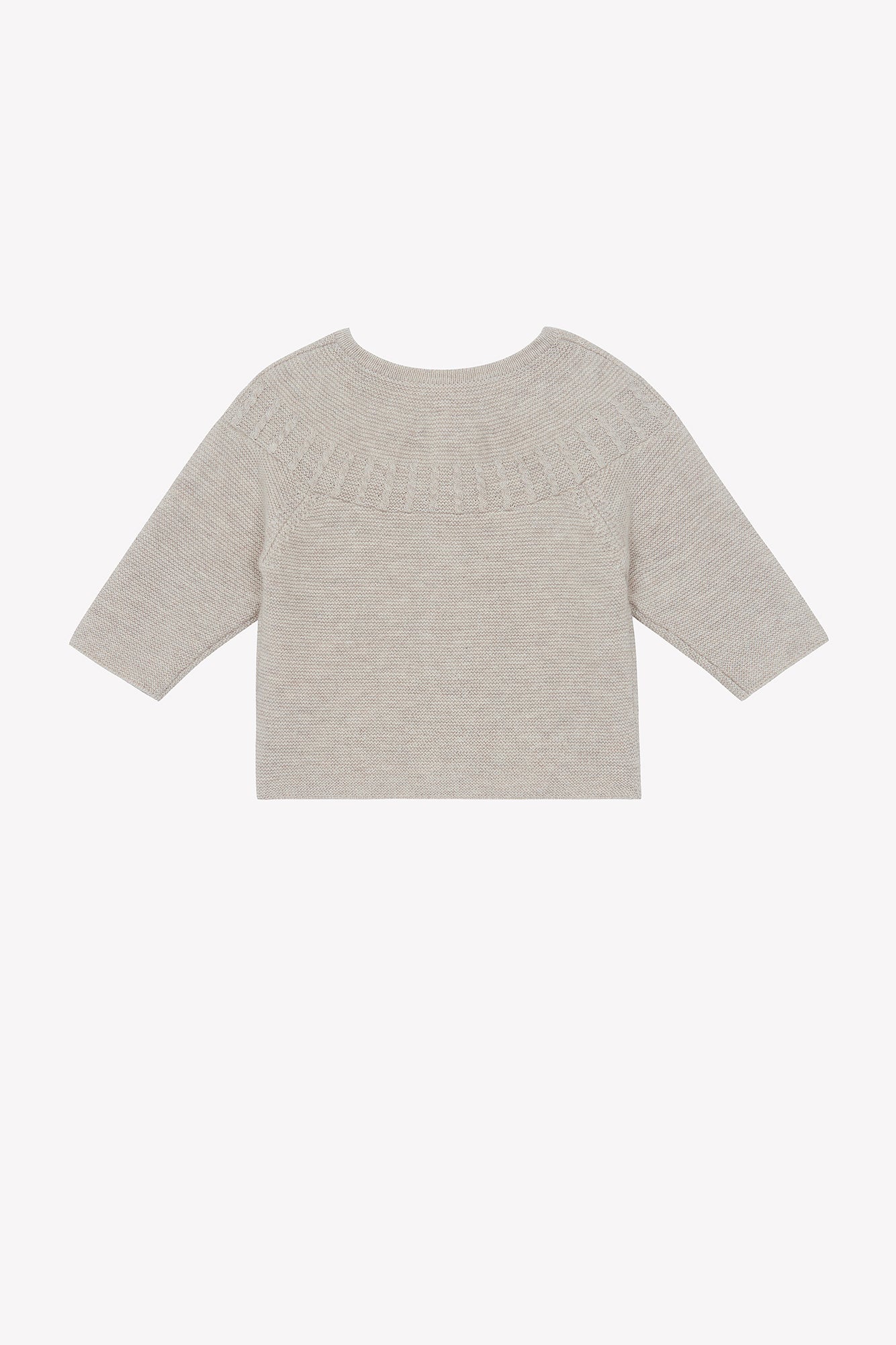 Cardigan - Beige chiné coton col rond tréssé - Image 2