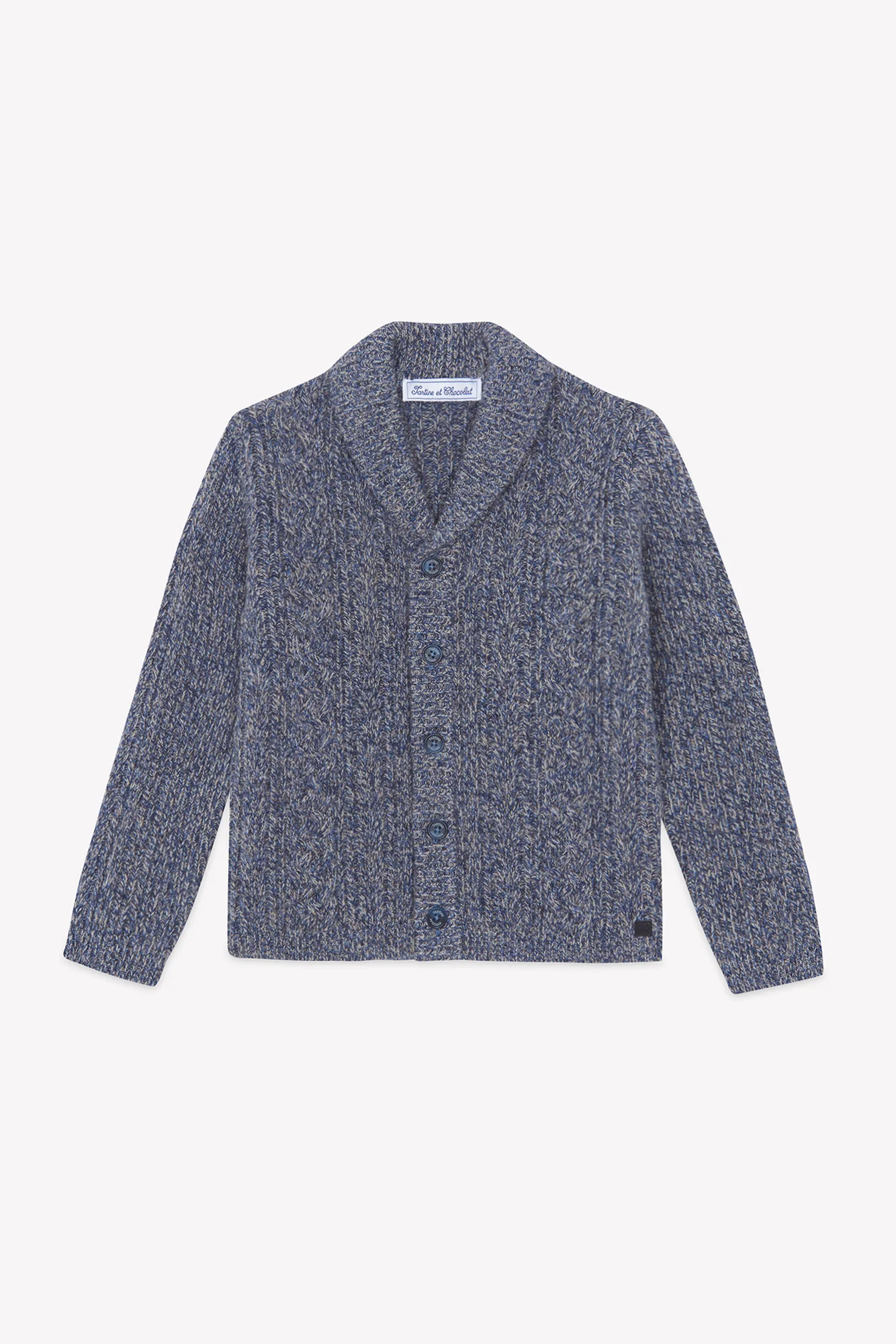 Cardigan - Indigo col châle maille tréssée - Image 4
