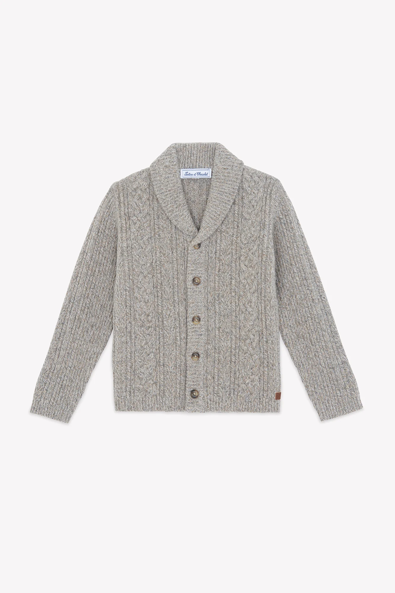 Cardigan - Moka col châle maille tréssée - Image 5