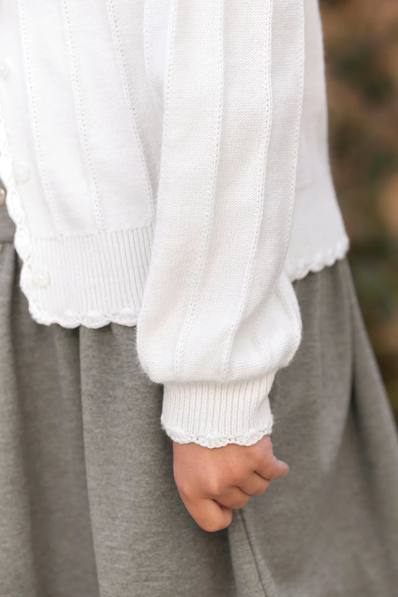 Cardigan - Ecru laine festonné - Image 2