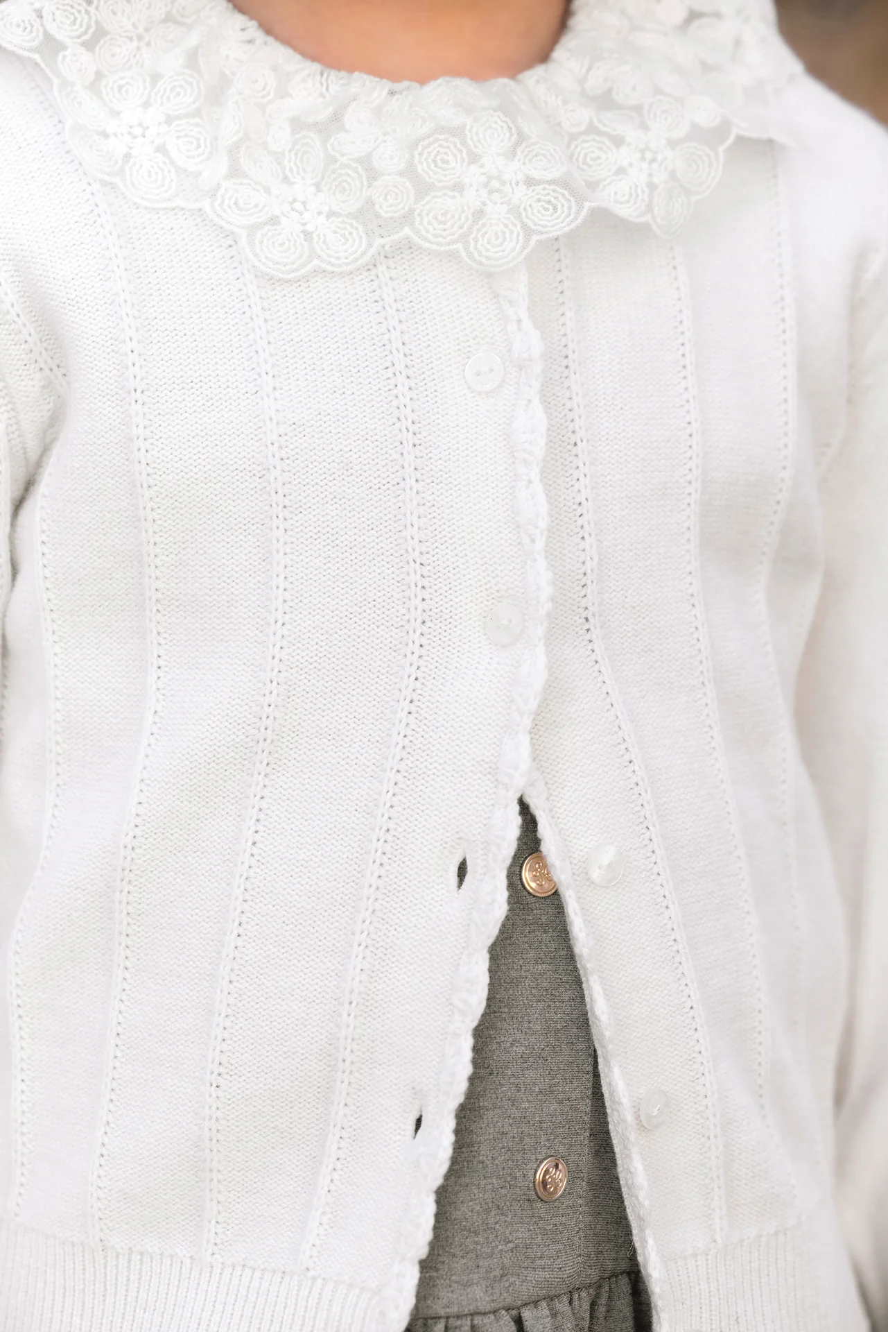 Cardigan - Ecru laine festonné - Image 3