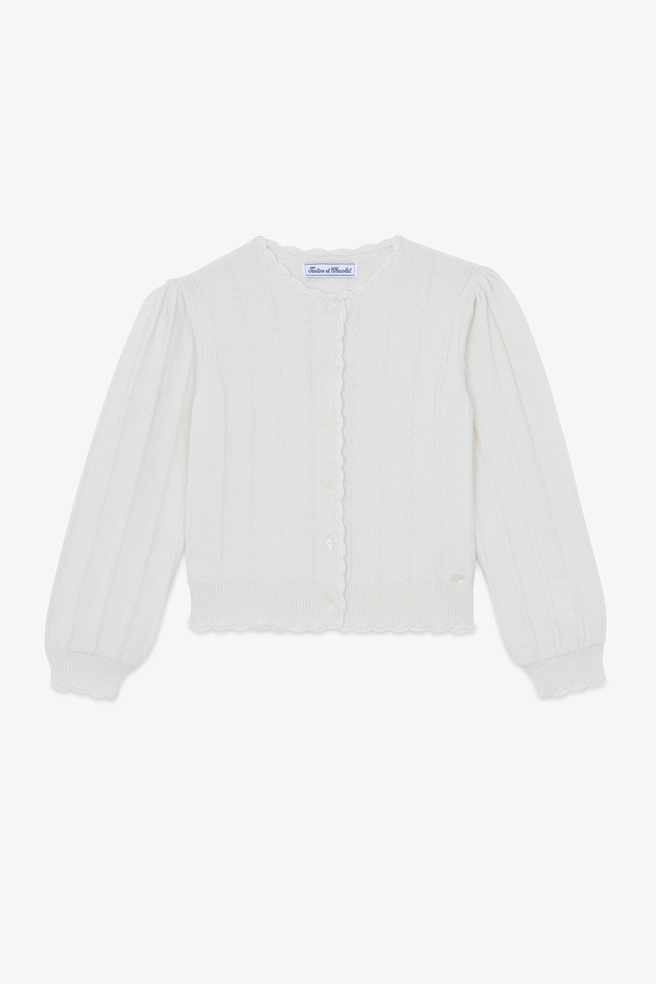 Cardigan - Ecru laine festonné - Image 5