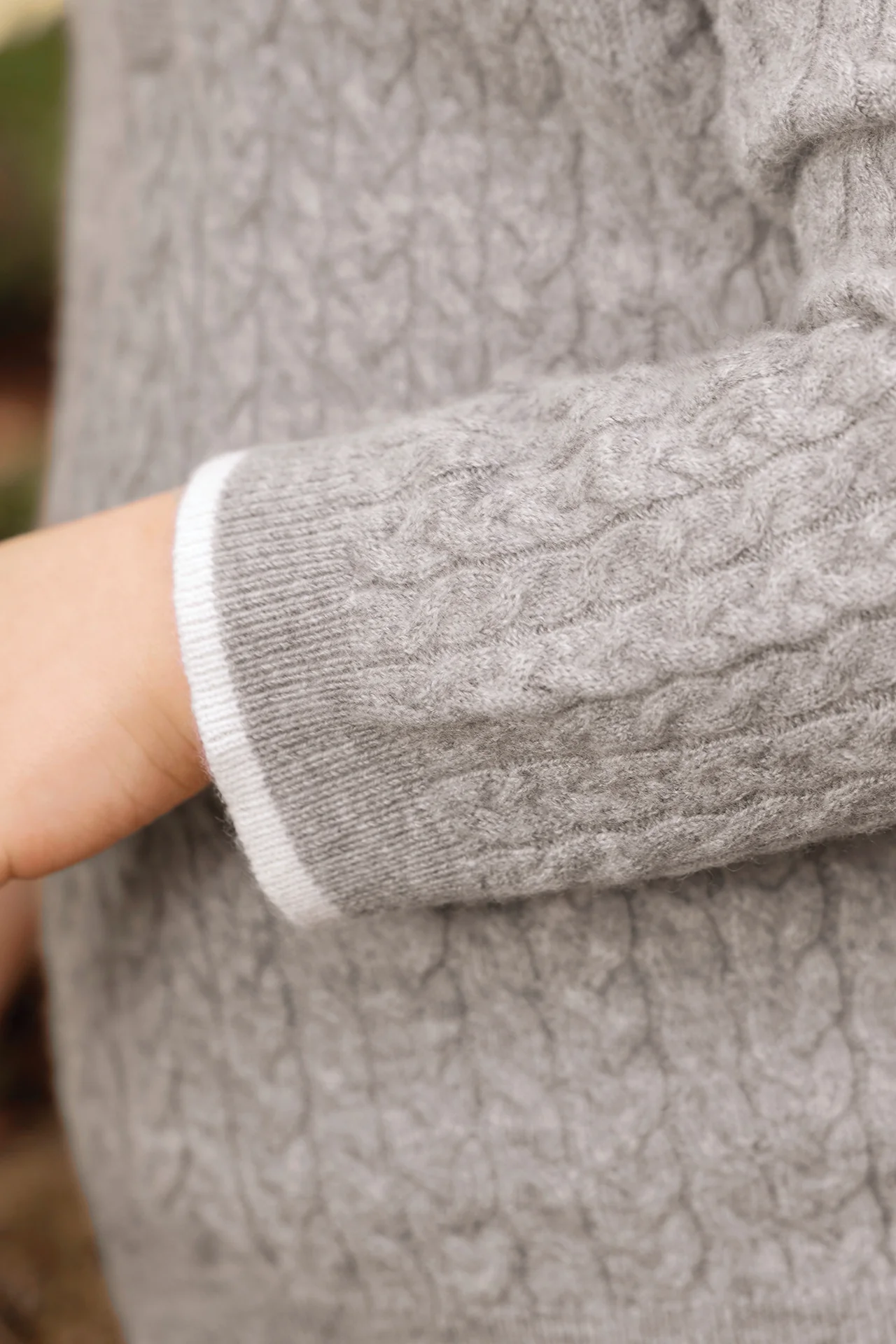 Pull - Gris chiné laine maille torsadée - Image 3