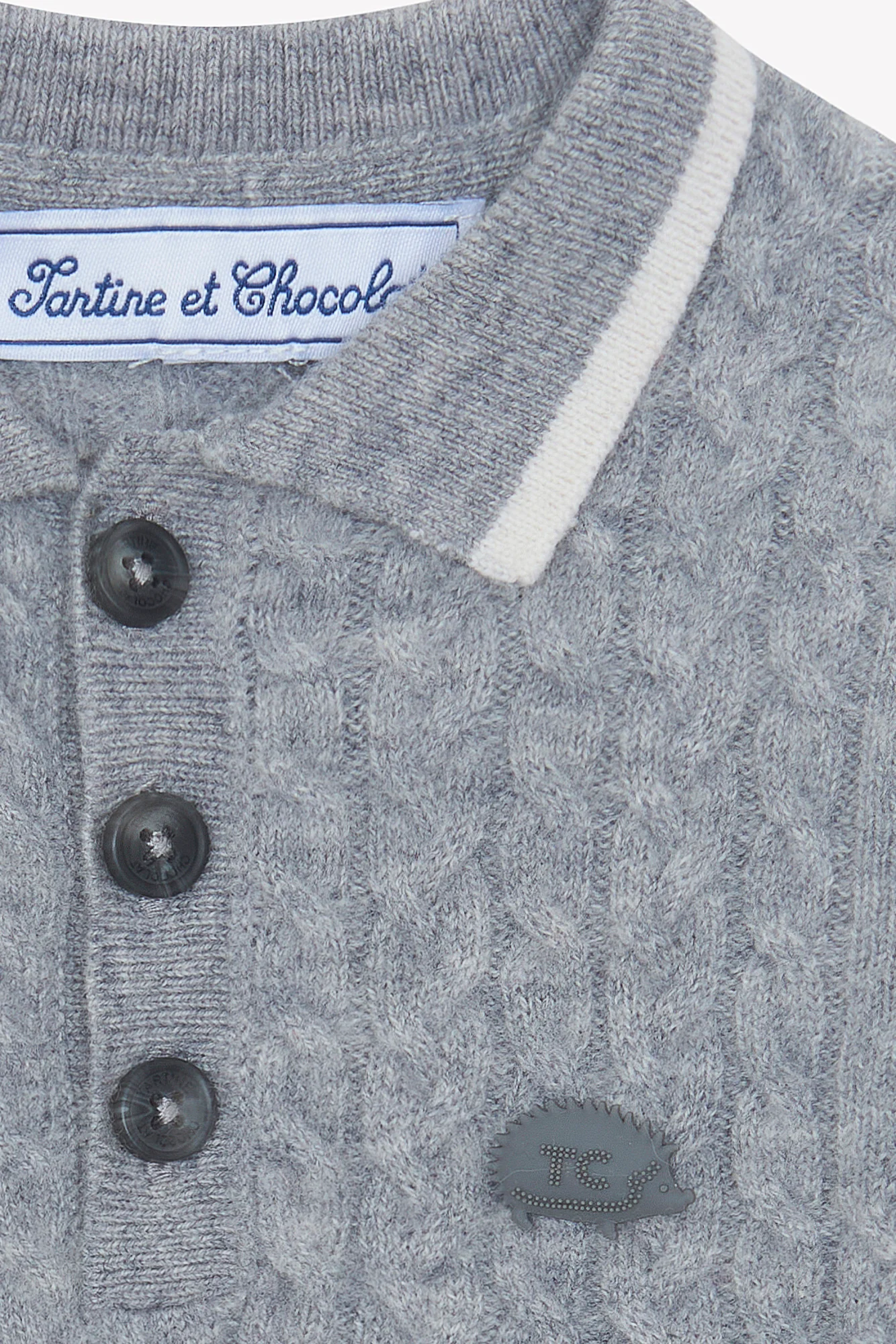 Pull - Gris chiné laine maille torsadée - Image 6