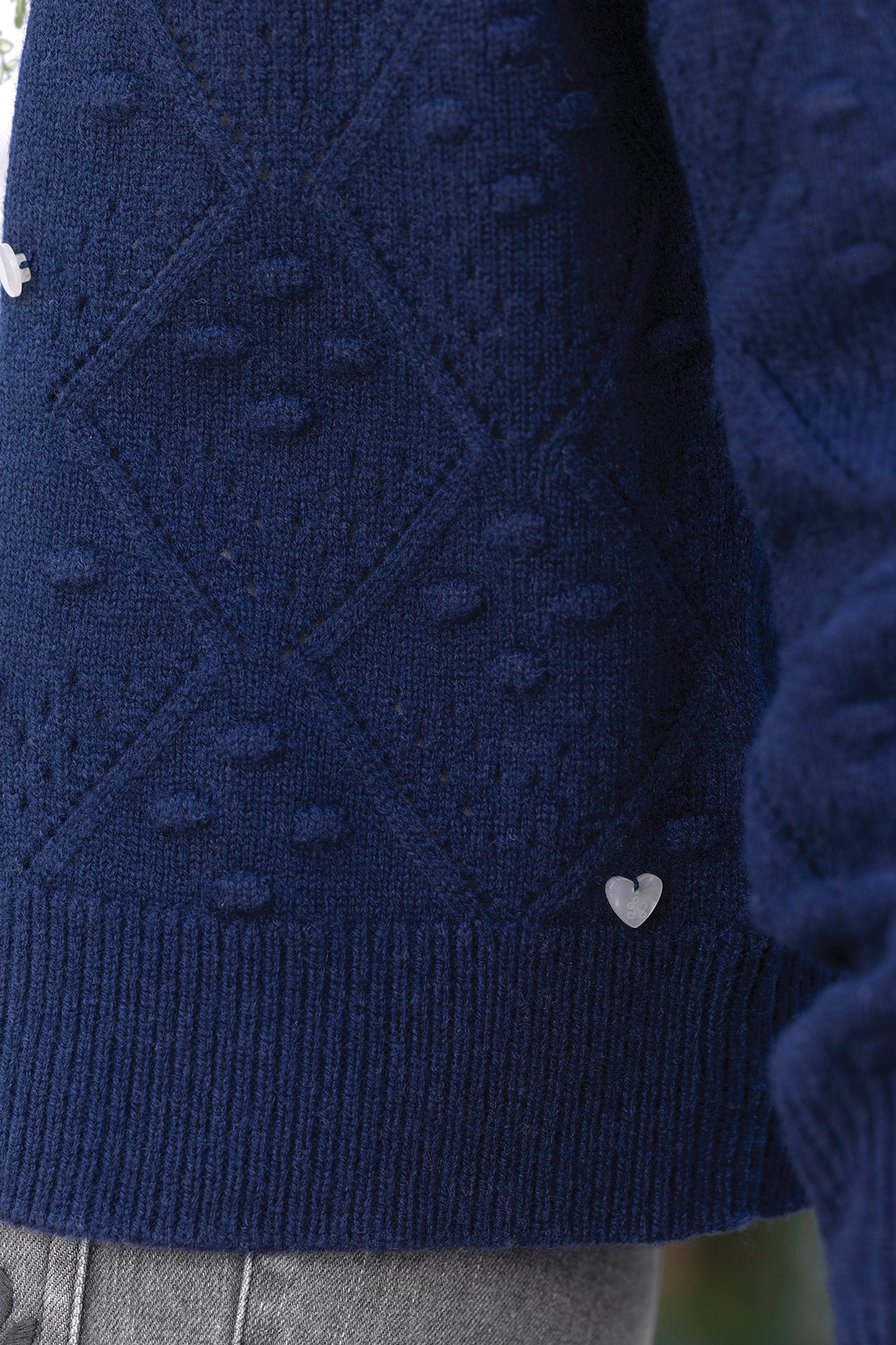 Cardigan - Marine laine maille ajourée - Image 2