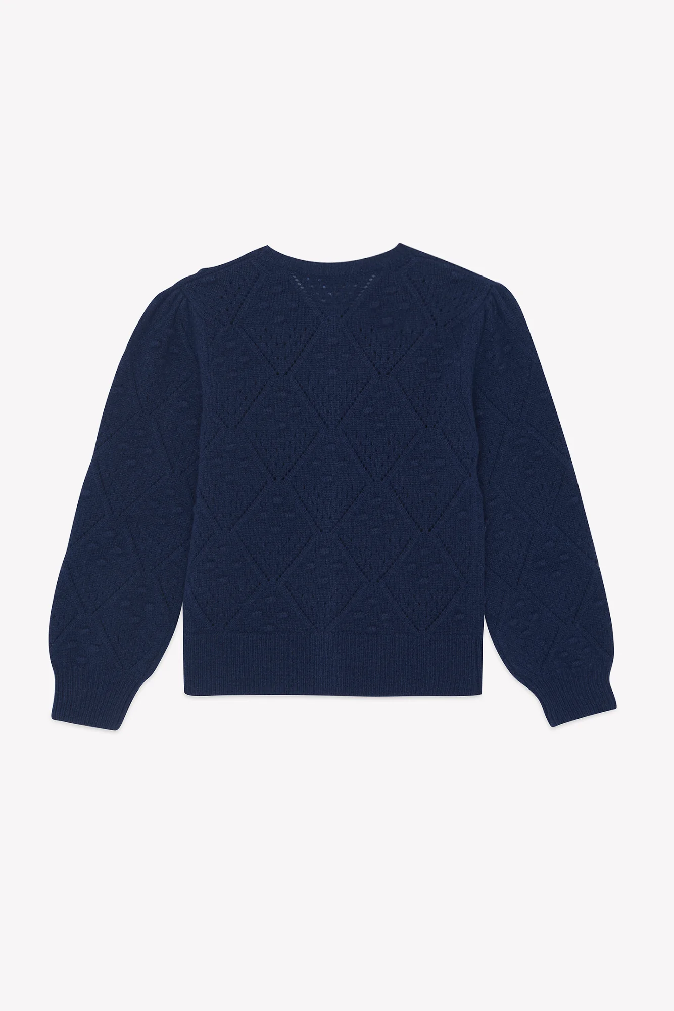 Cardigan - Marine laine maille ajourée - Image 5