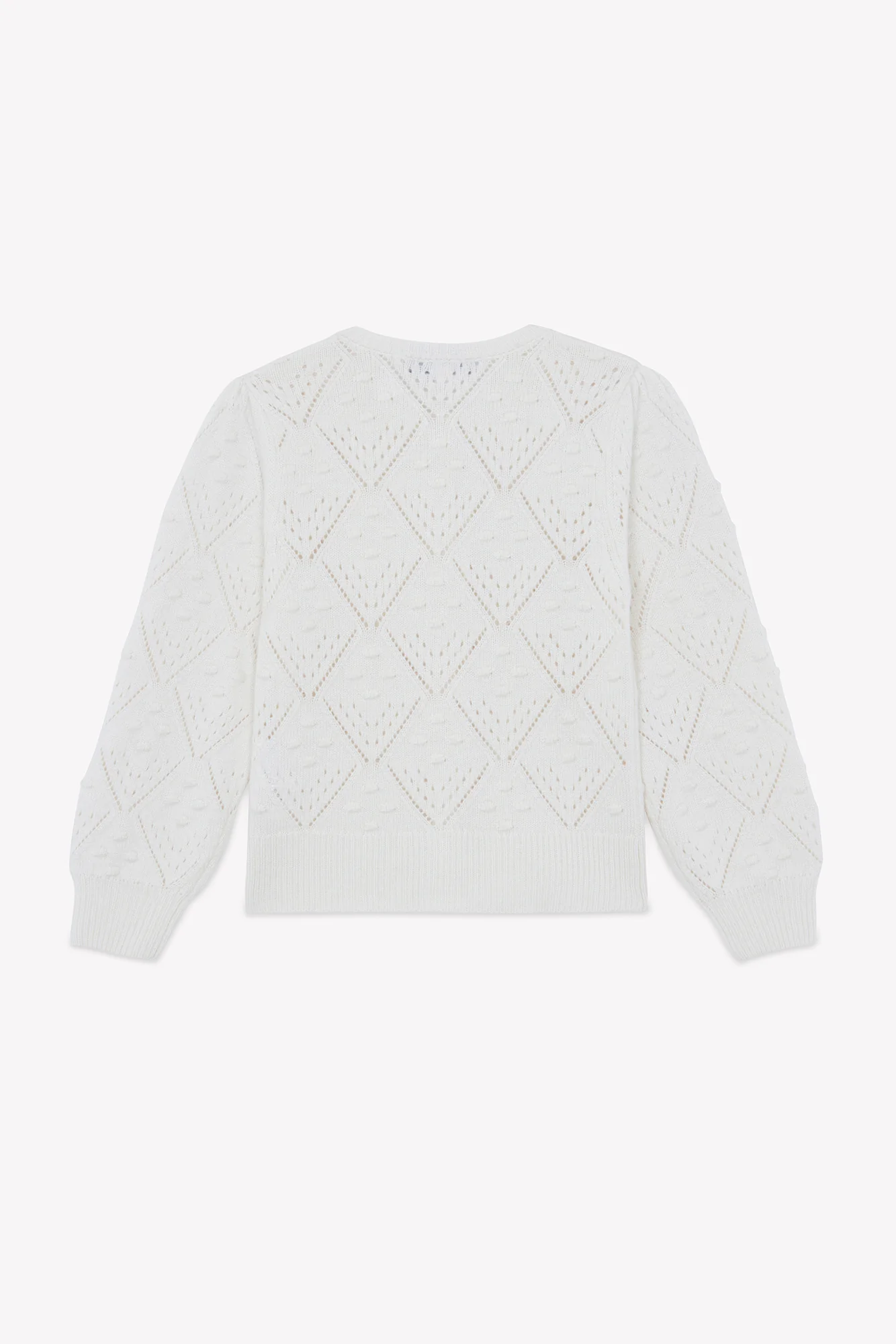 Cardigan - Ecru laine maille ajourée - Image 5