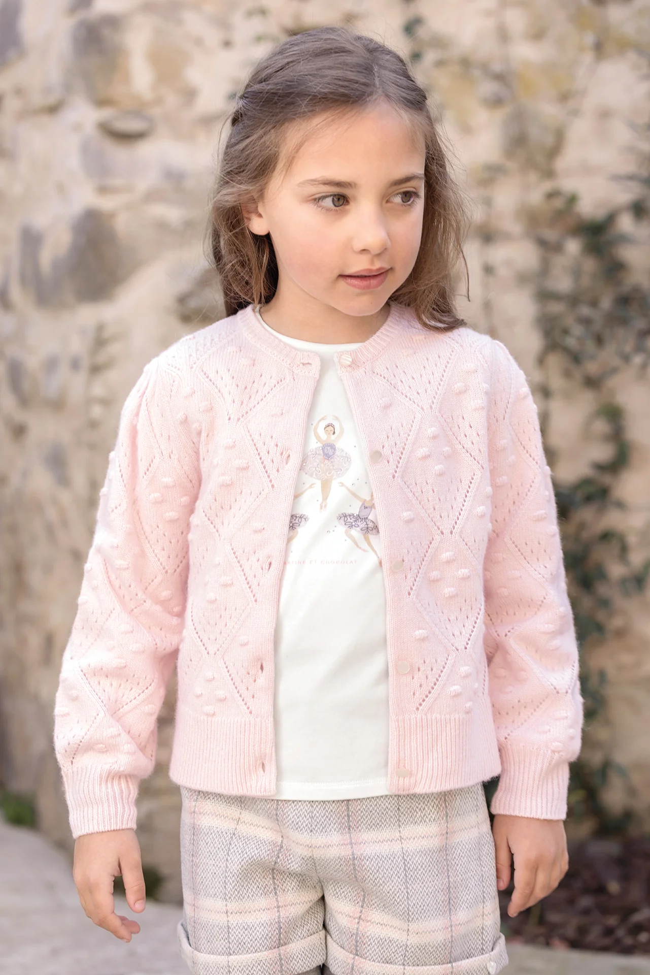 Cardigan - Rosée laine maille ajourée
