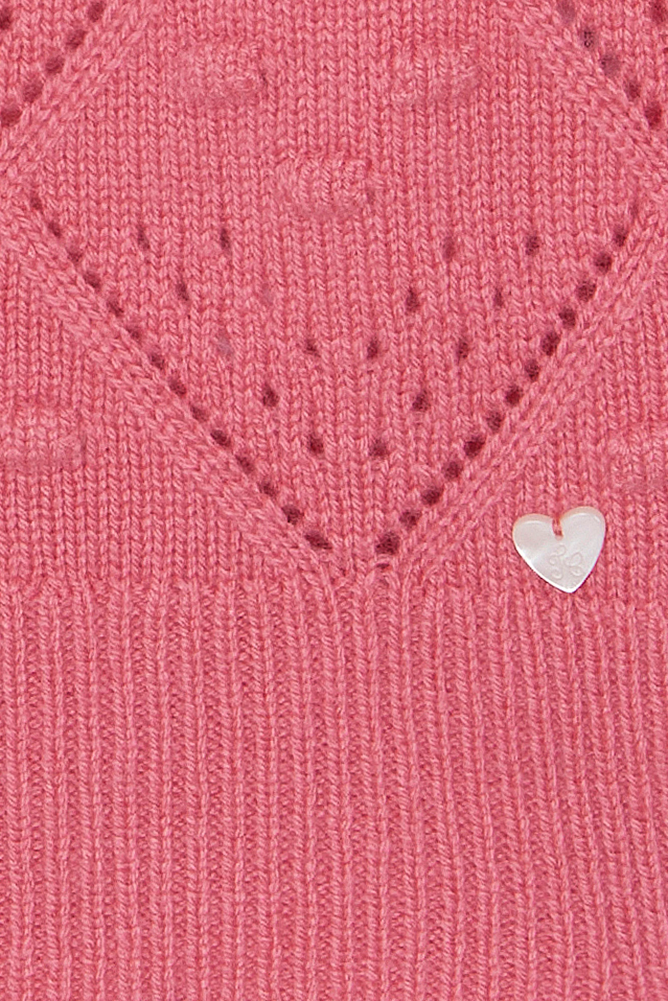 Cardigan - Rose pivoine laine maille ajourée - Image 5