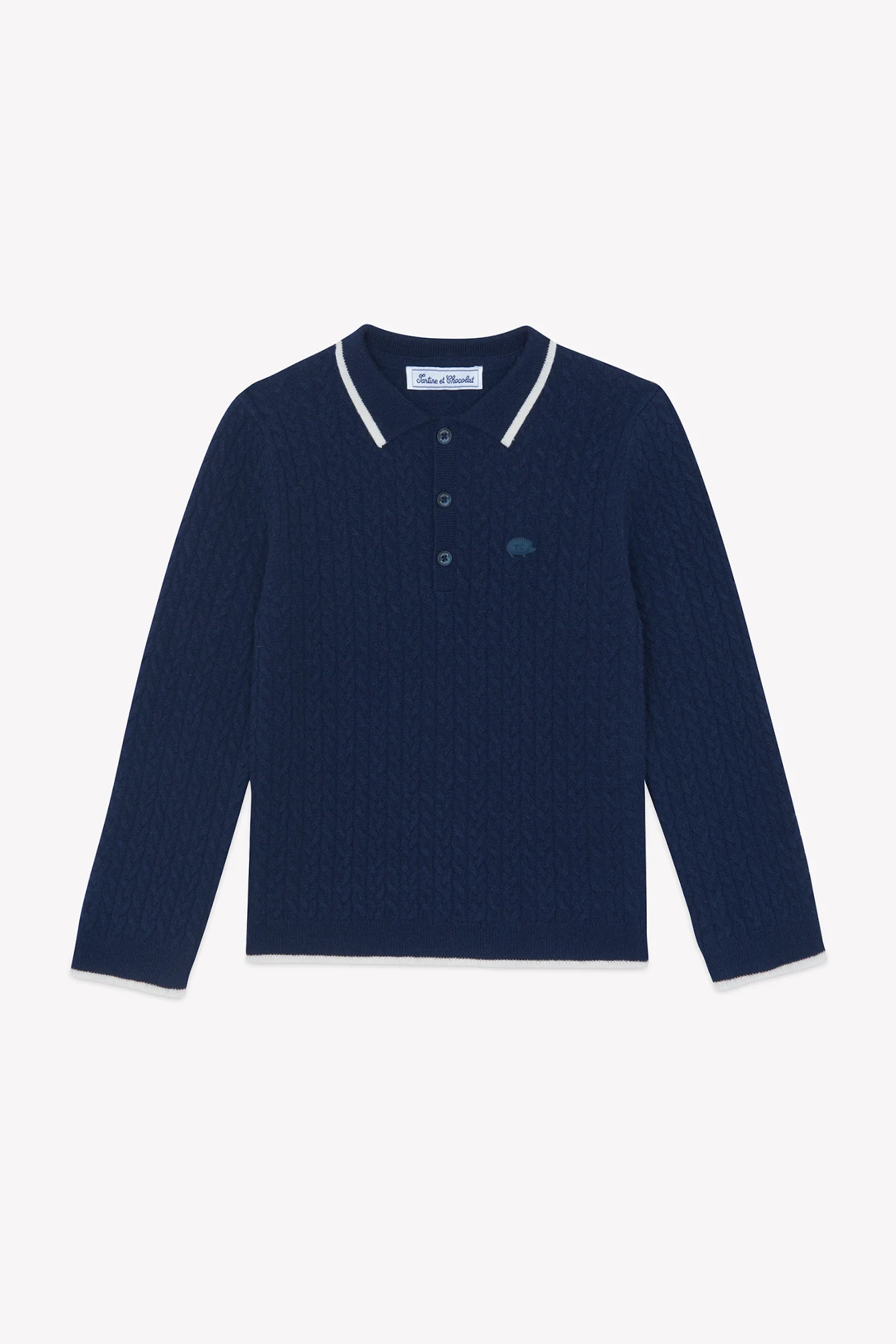 Pull - Marine laine col pointu - Image 4
