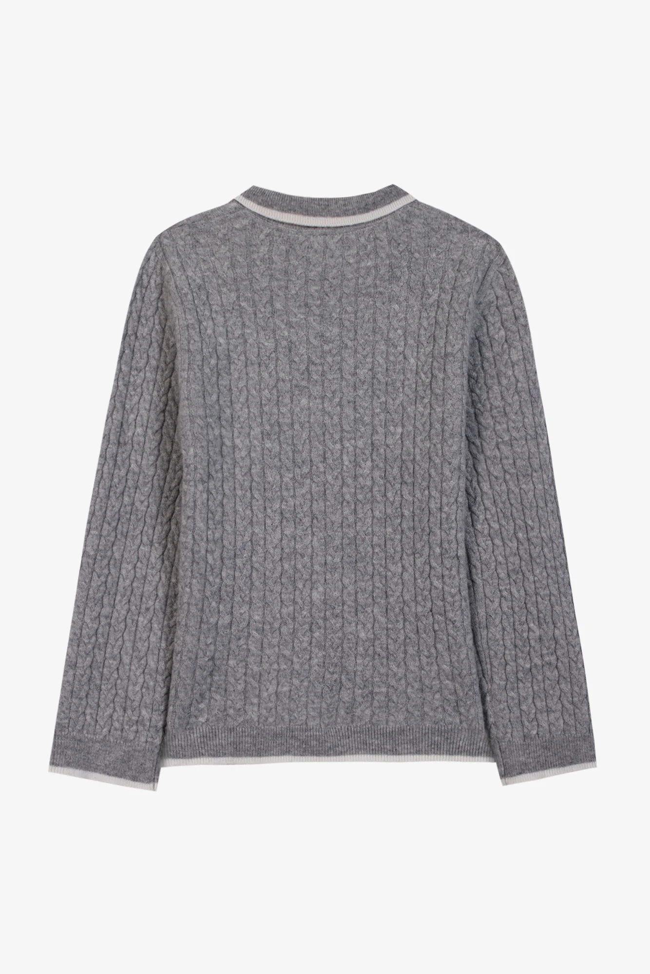 Pull - Gris chiné laine col pointu rayure - Image 5