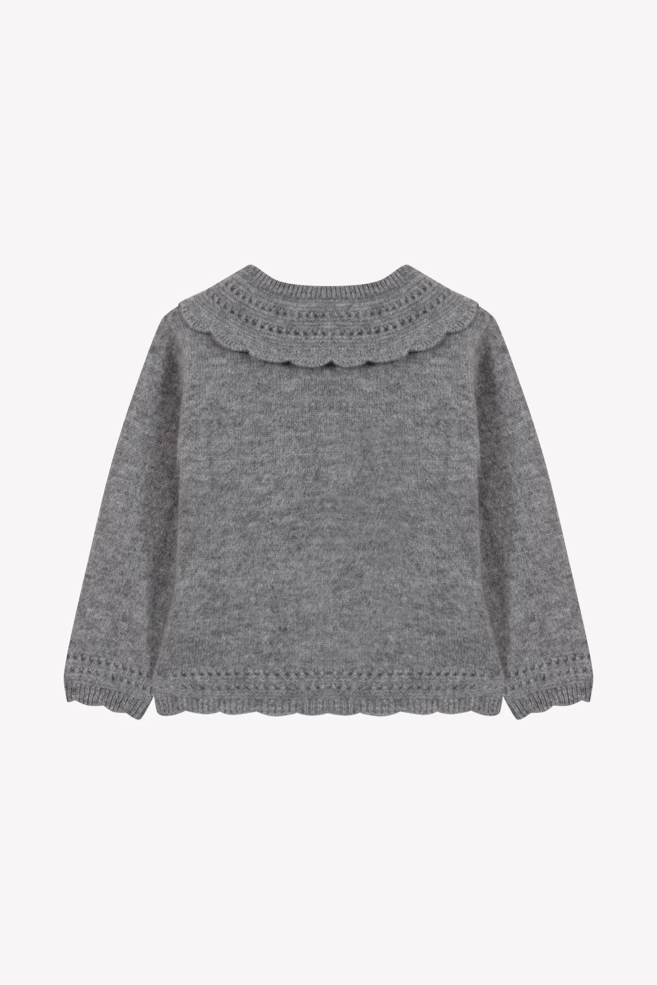 Cardigan - Gris chiné cachemire col rond festonné - Image 5