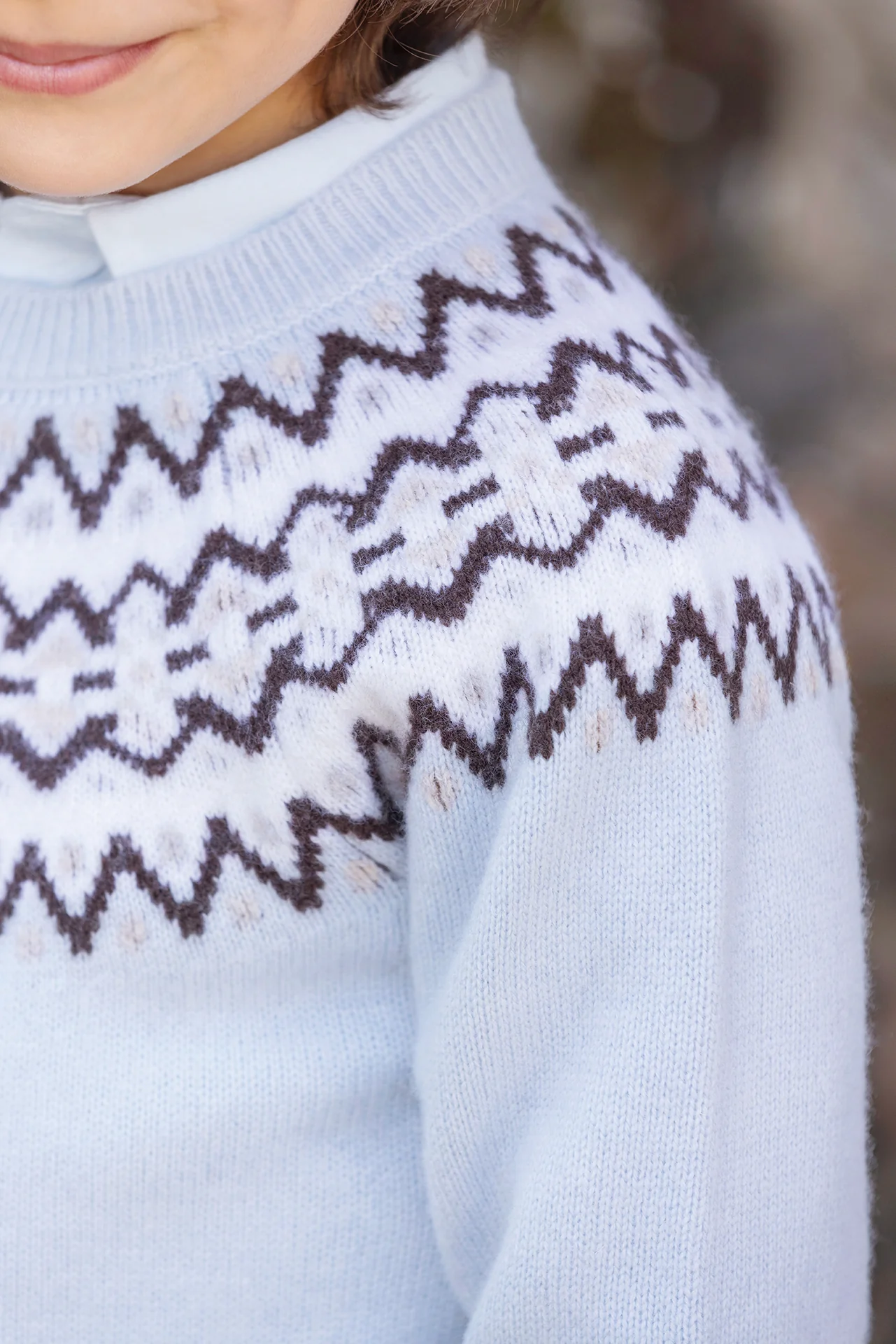 Pull - Bleu Horizon laine maille jacquard - Image 2