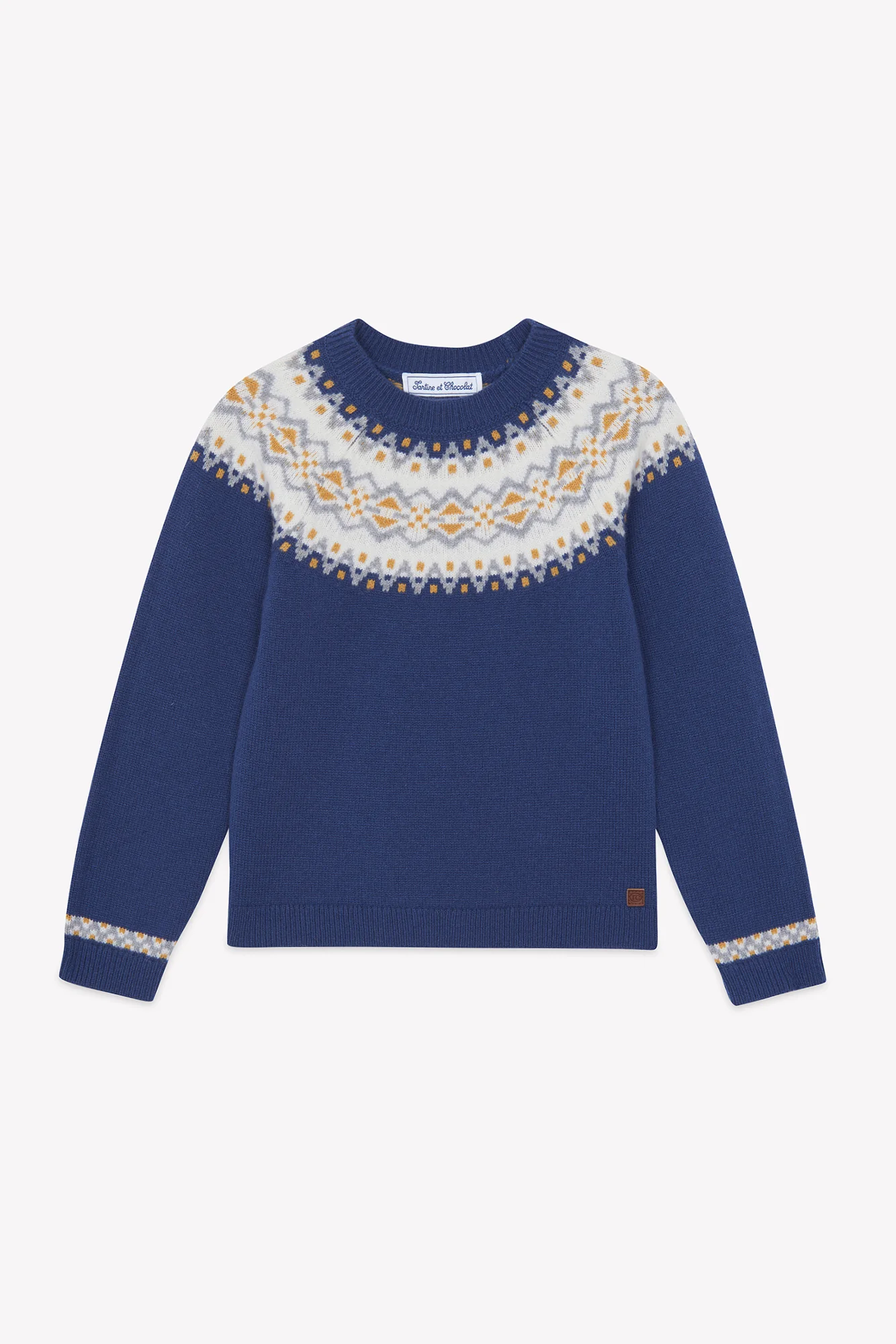 Pull - Indigo laine maille jacquard - Image 4