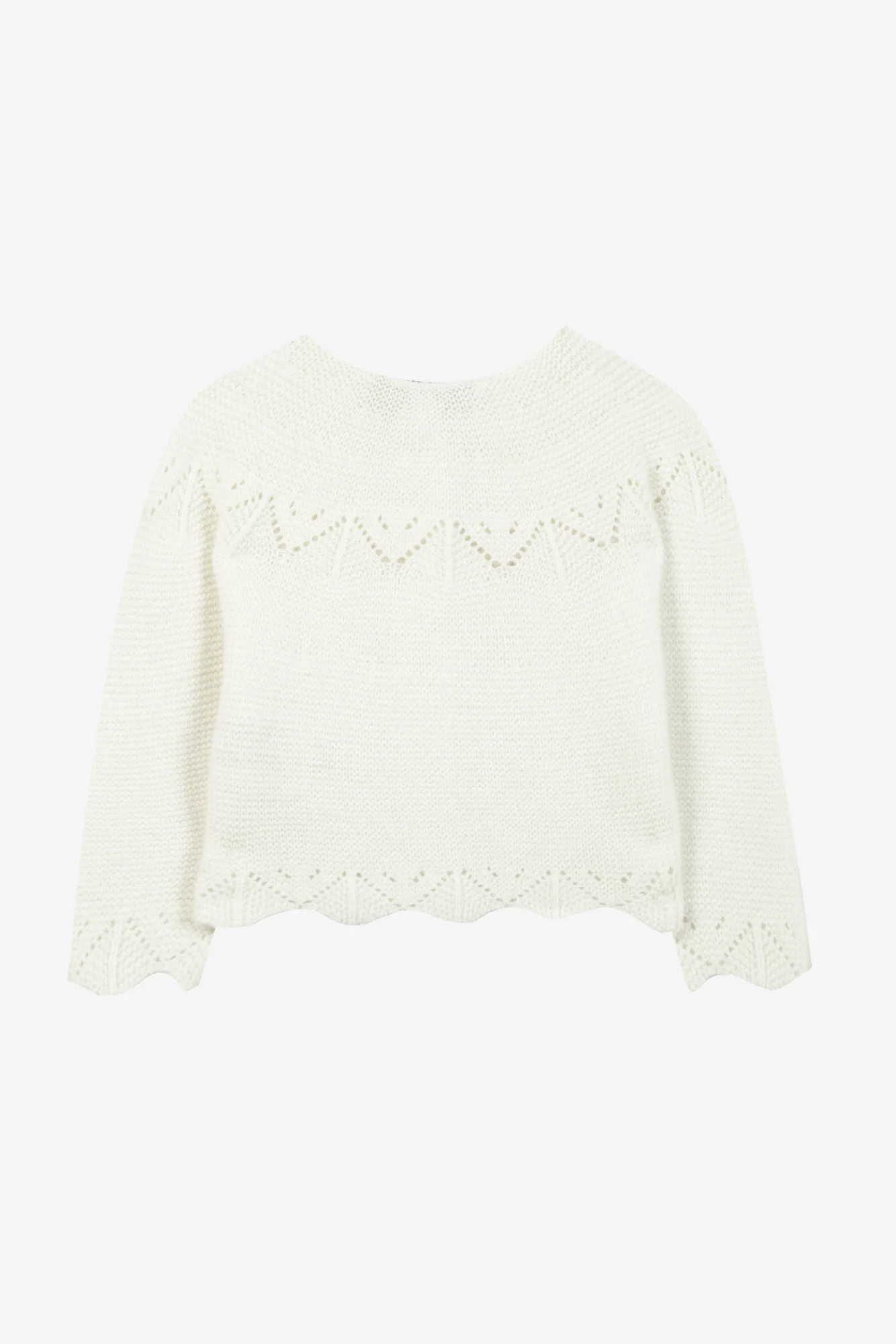 Cardigan - Ecru laine maille ajourée - Image 2