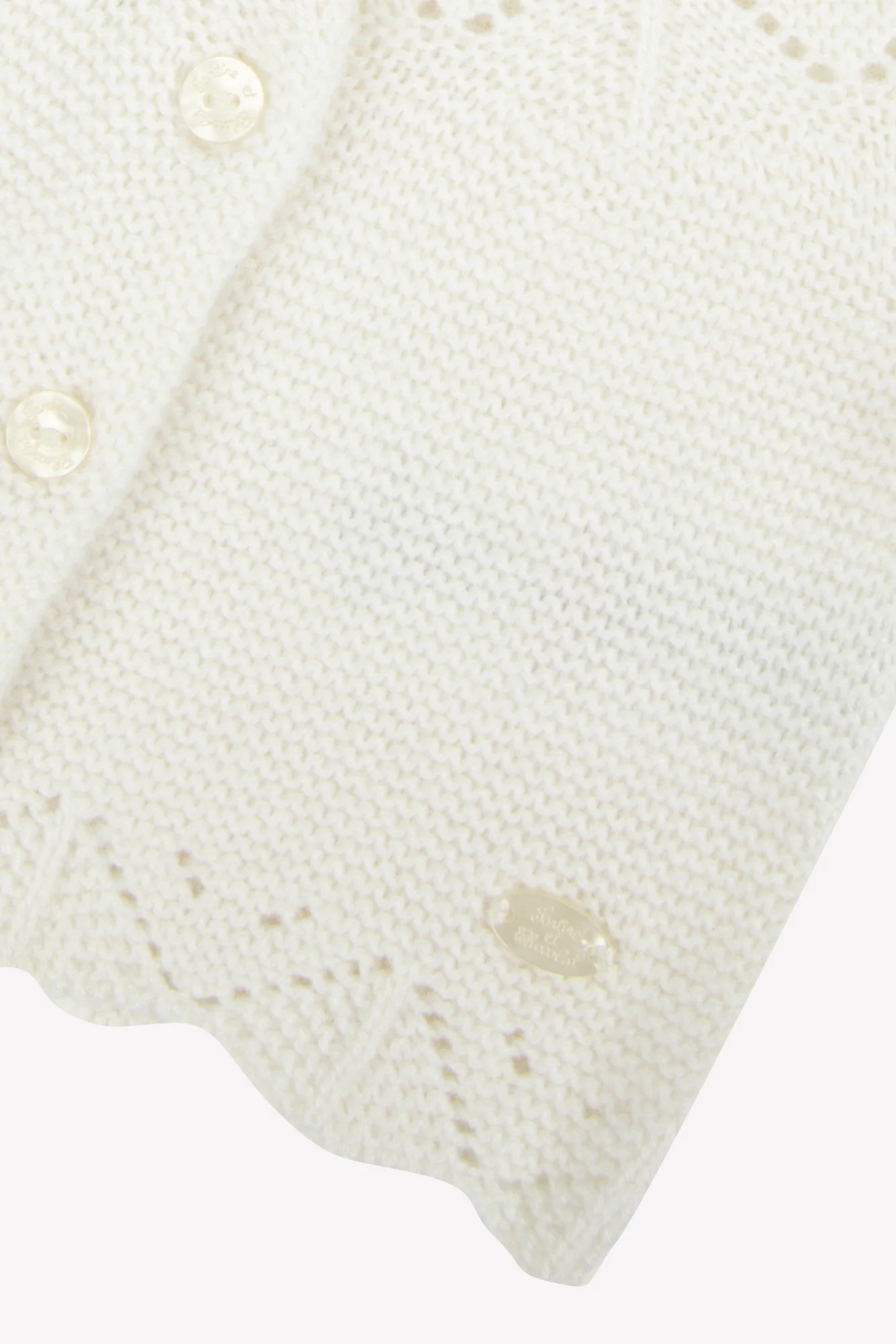 Cardigan - Ecru laine maille ajourée - Image 3