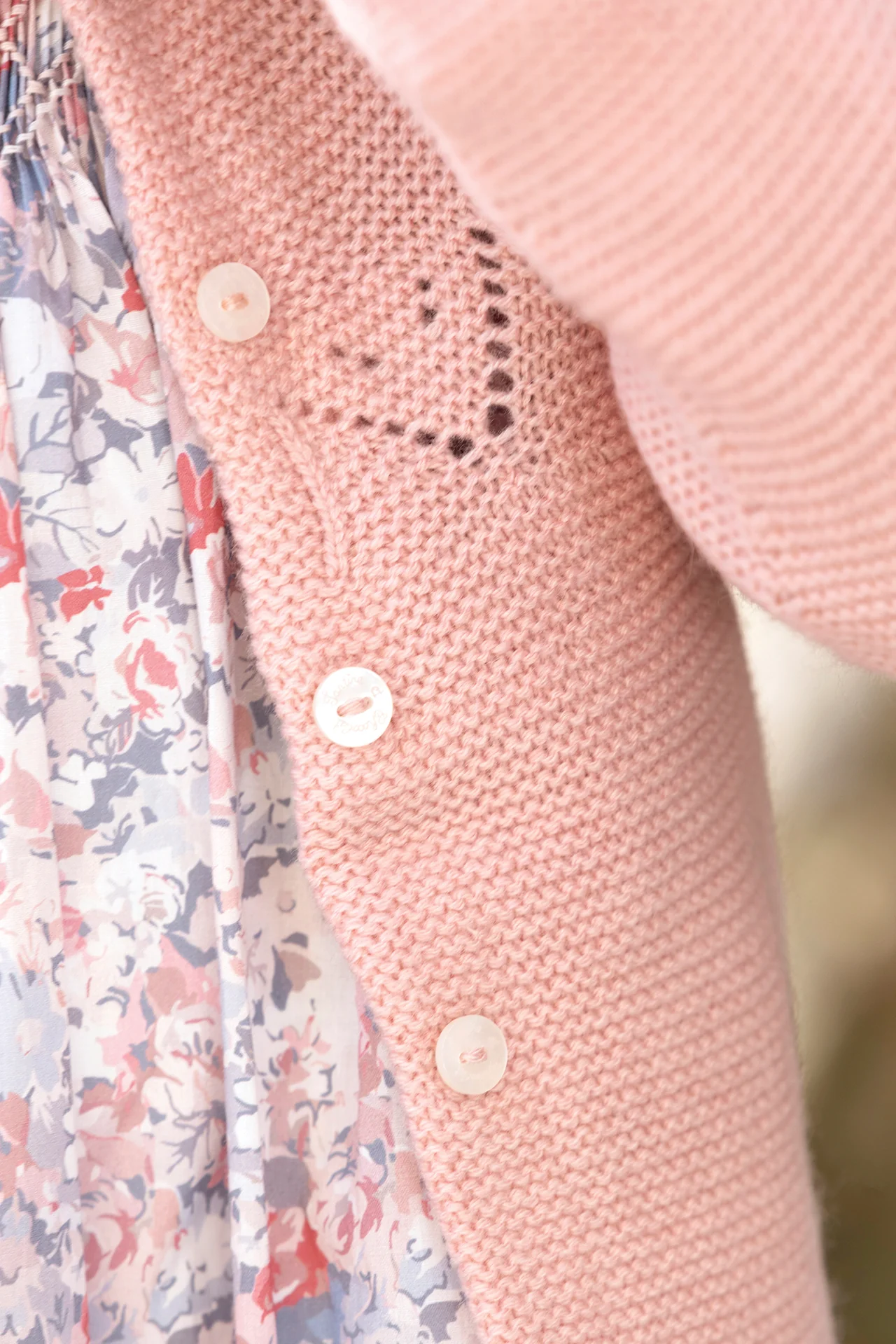 Cardigan - Blush laine maille ajourée - Image 2