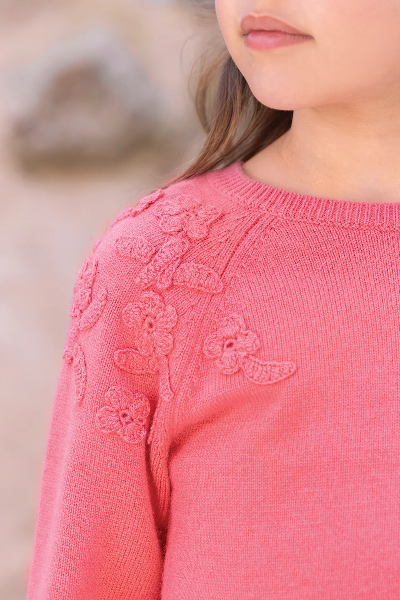Pull - Rose pivoine laine broderies fleurs - Image 2