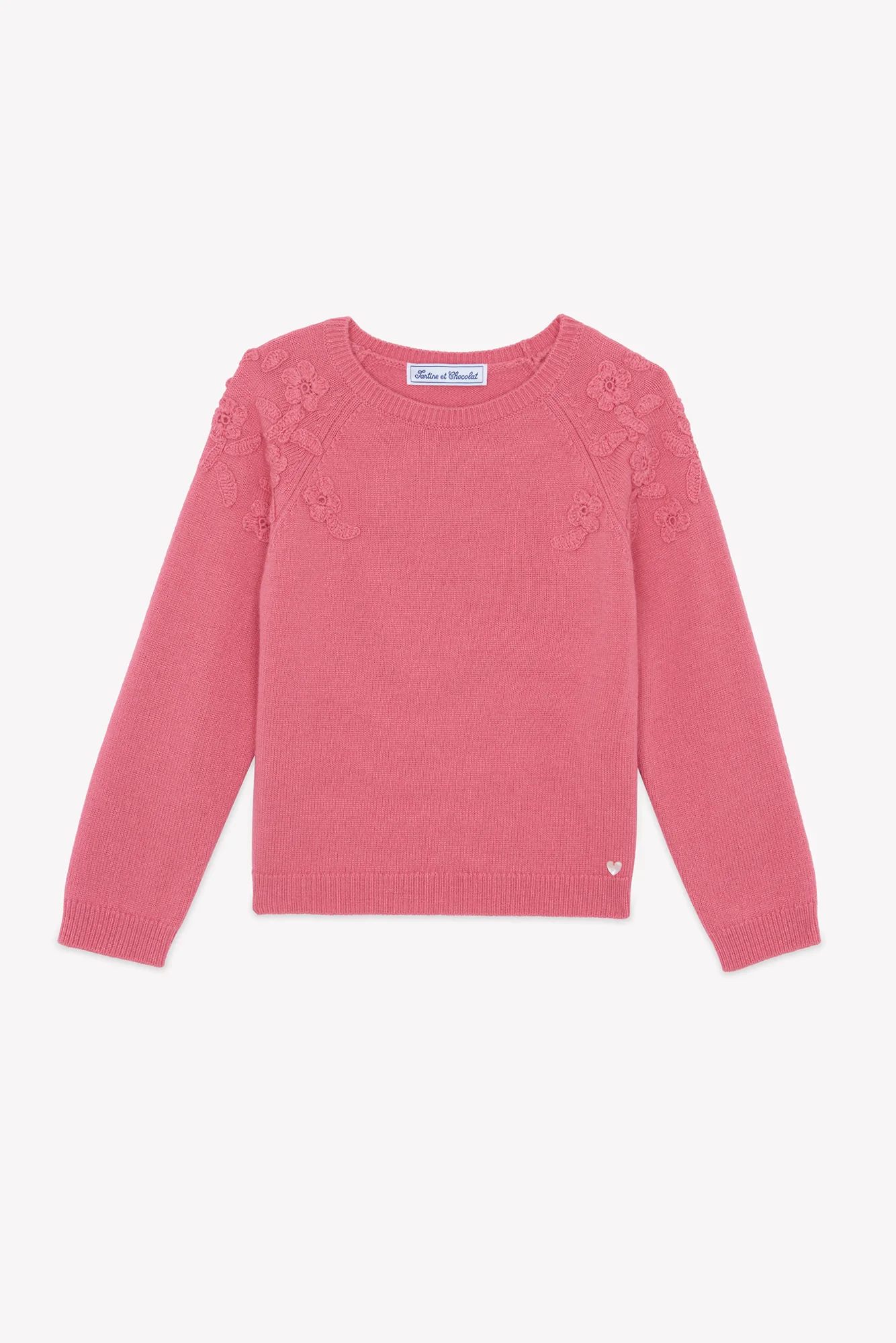 Pull - Rose pivoine laine broderies fleurs - Image 3