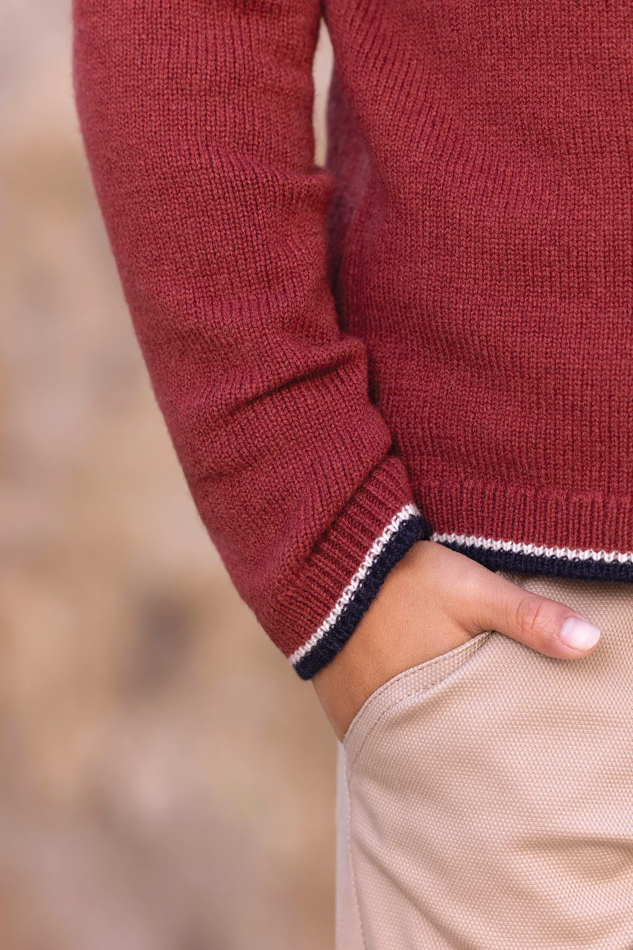 Pull - Bordeaux laine broderie chevalier - Image 2