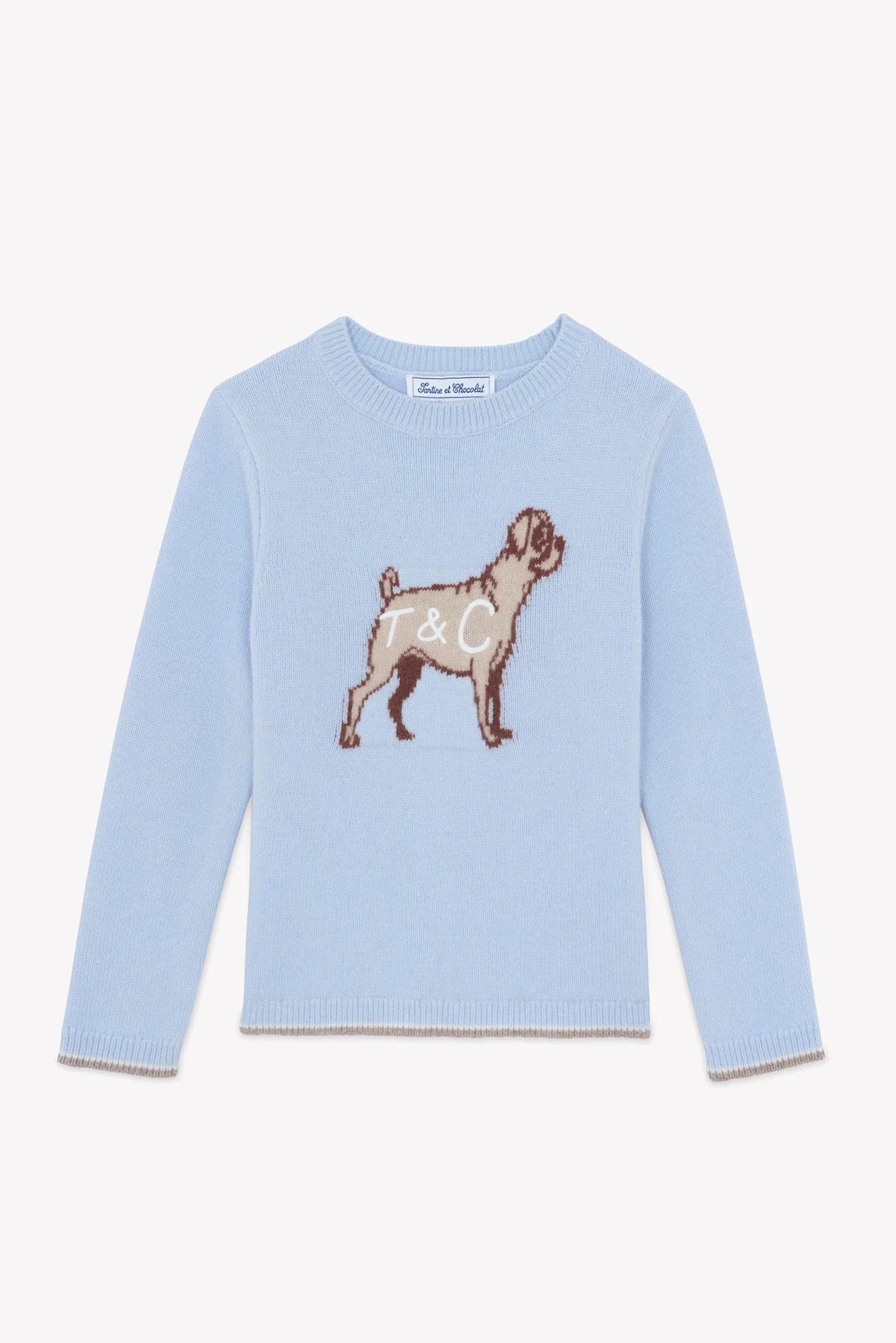 Pull - Bleu Horizon laine broderie chien - Image 2