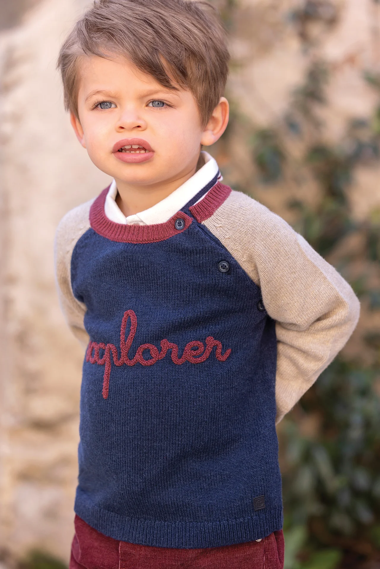 Pull - Indigo laine boutons