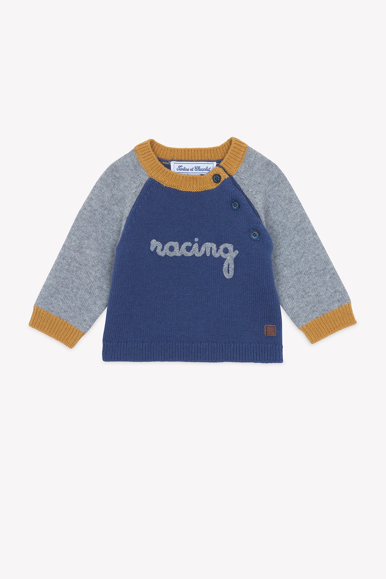 Pull - Navy laine boutons