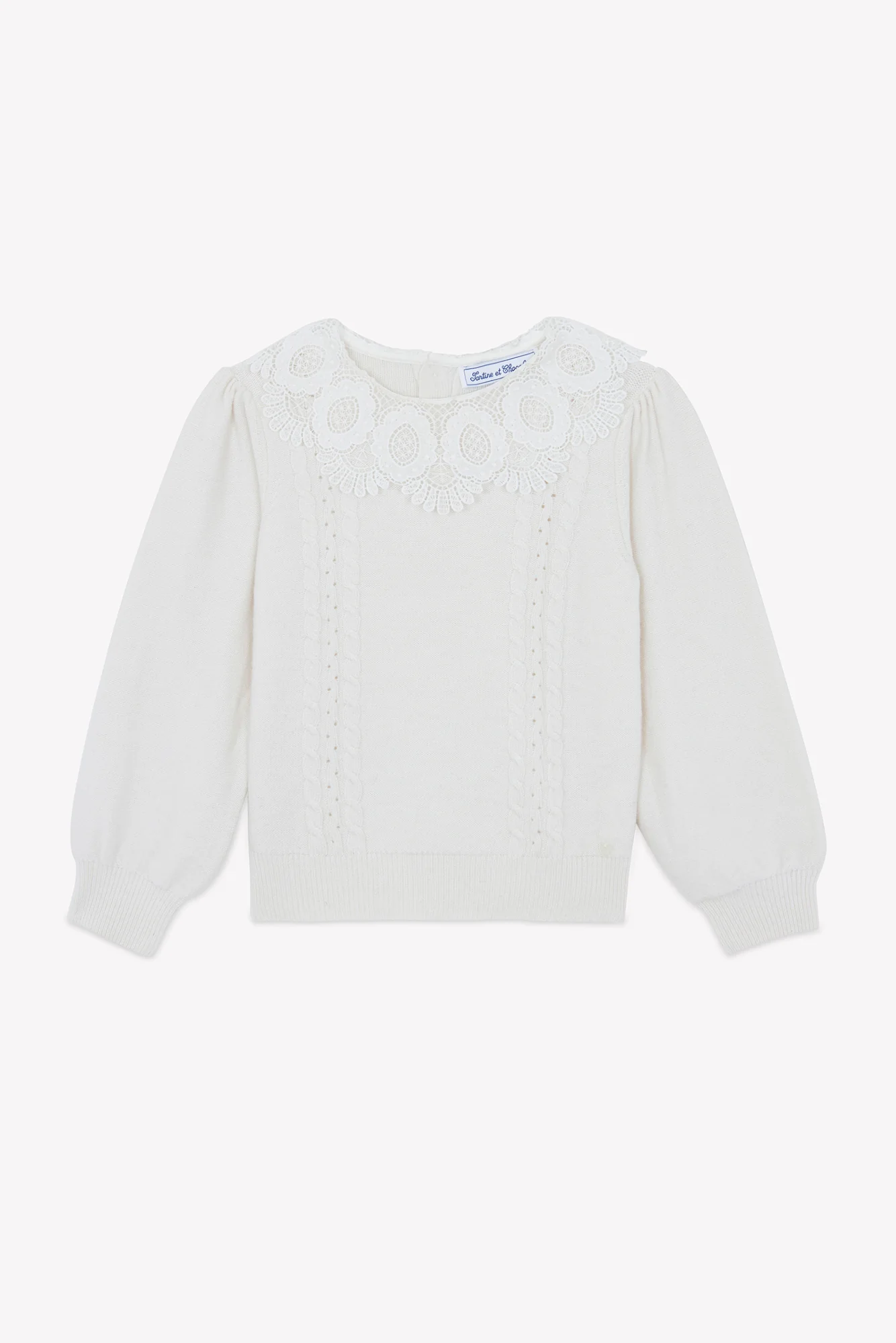 Pull - Ecru laine col dentelle - Image 5