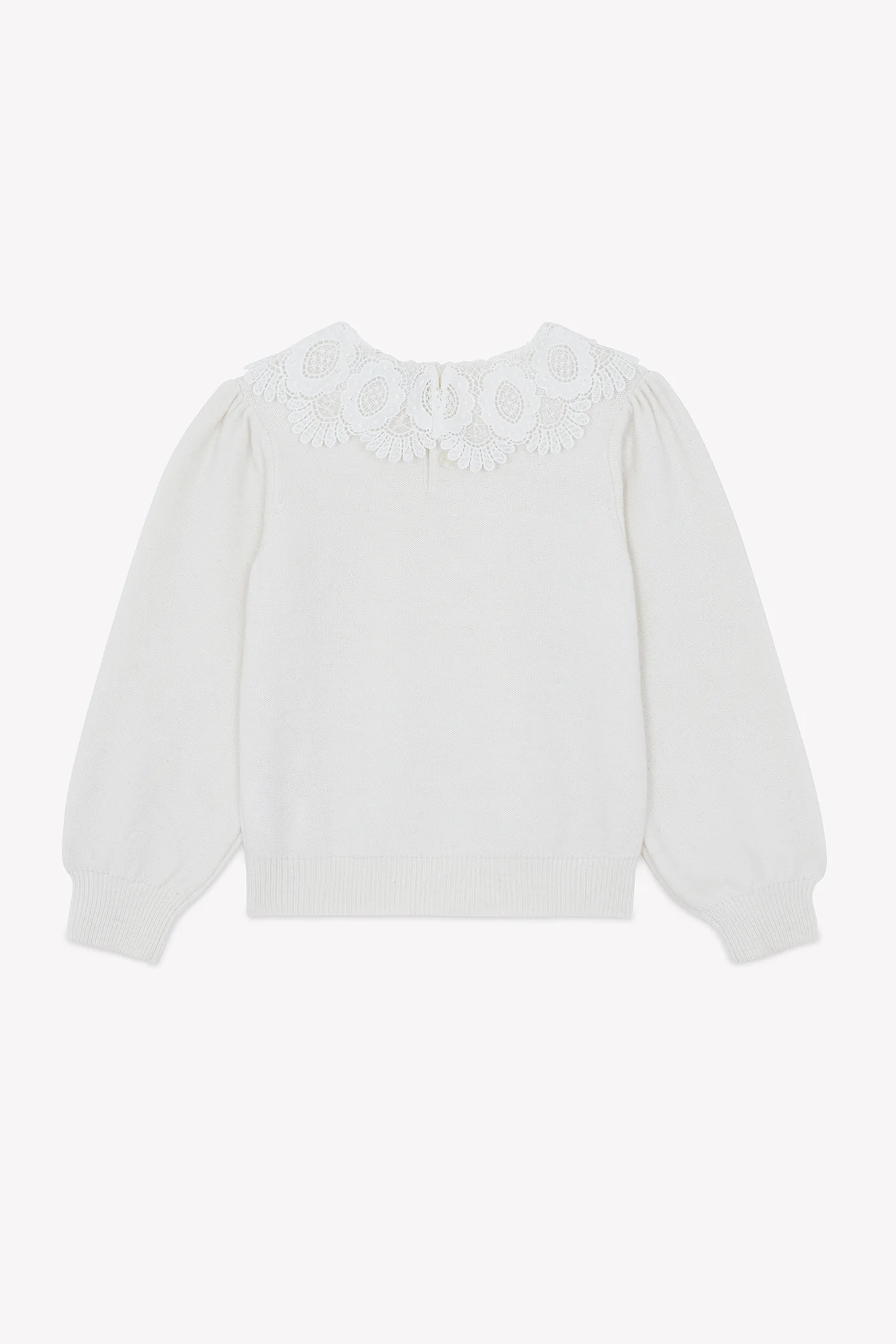 Pull - Ecru laine col dentelle - Image 6