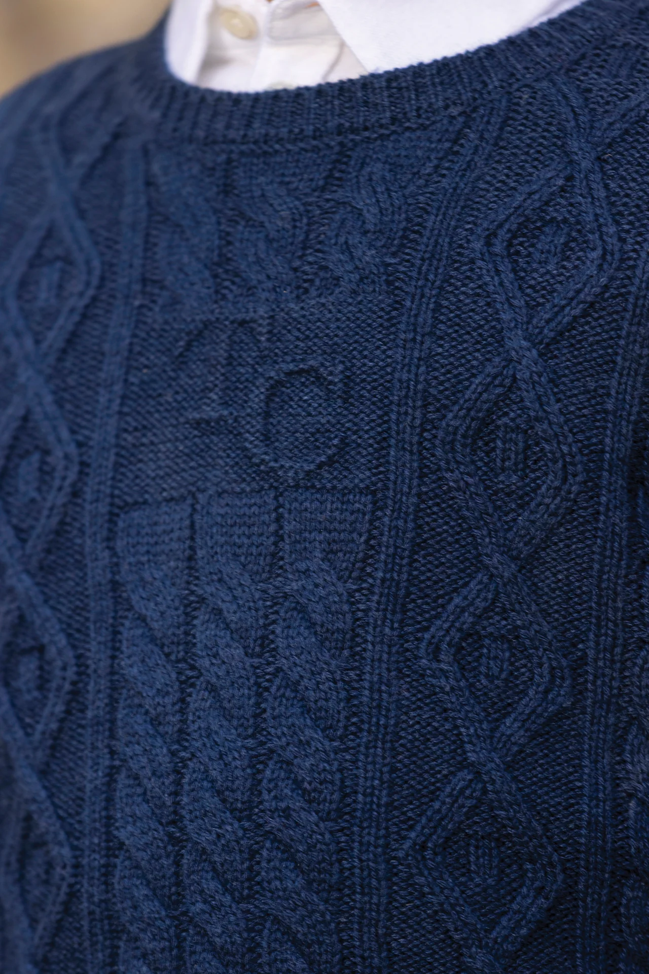 Pull - Marine laine maille tricot tréssée - Image 2