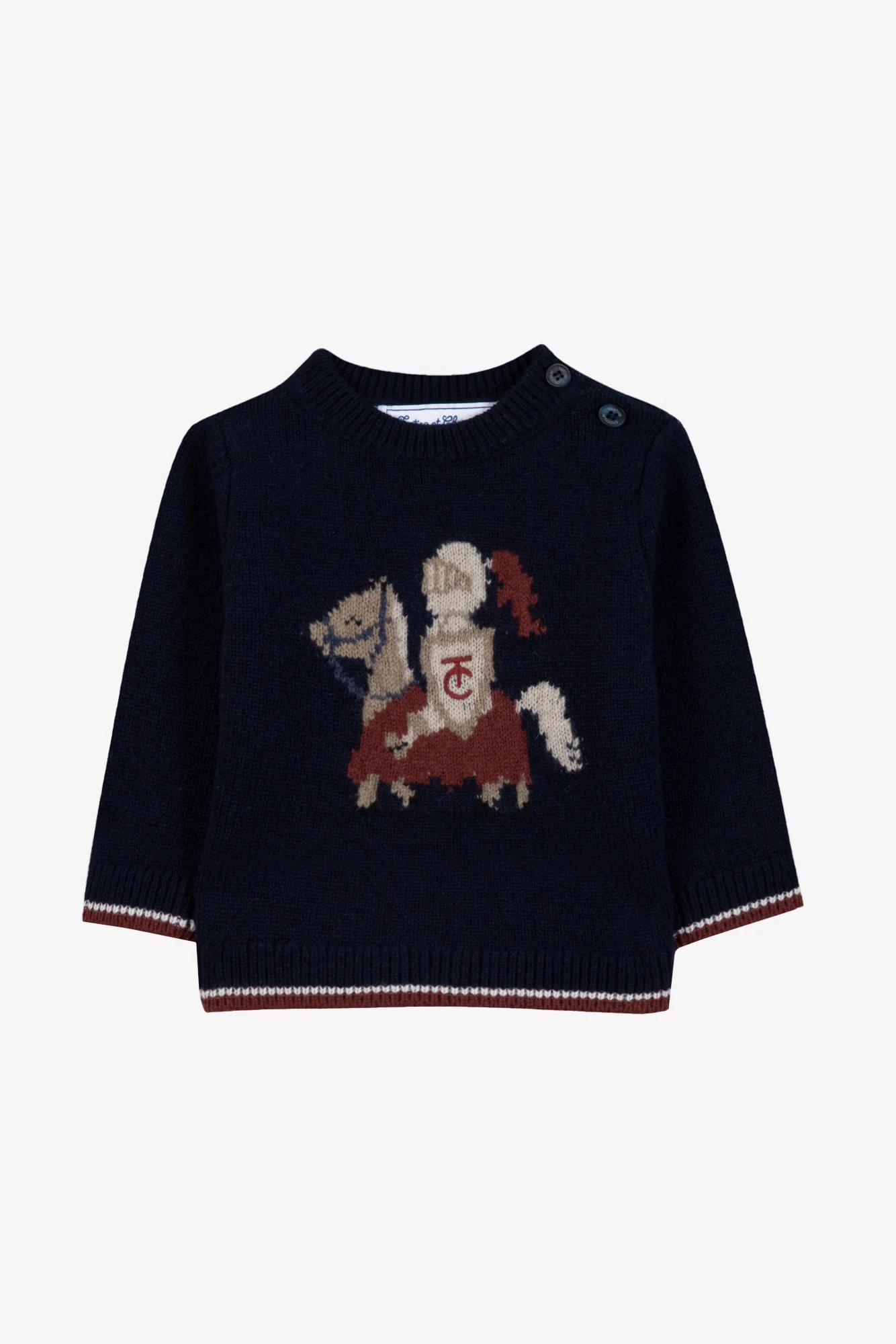 Pull - Marine laine broderie chevalier