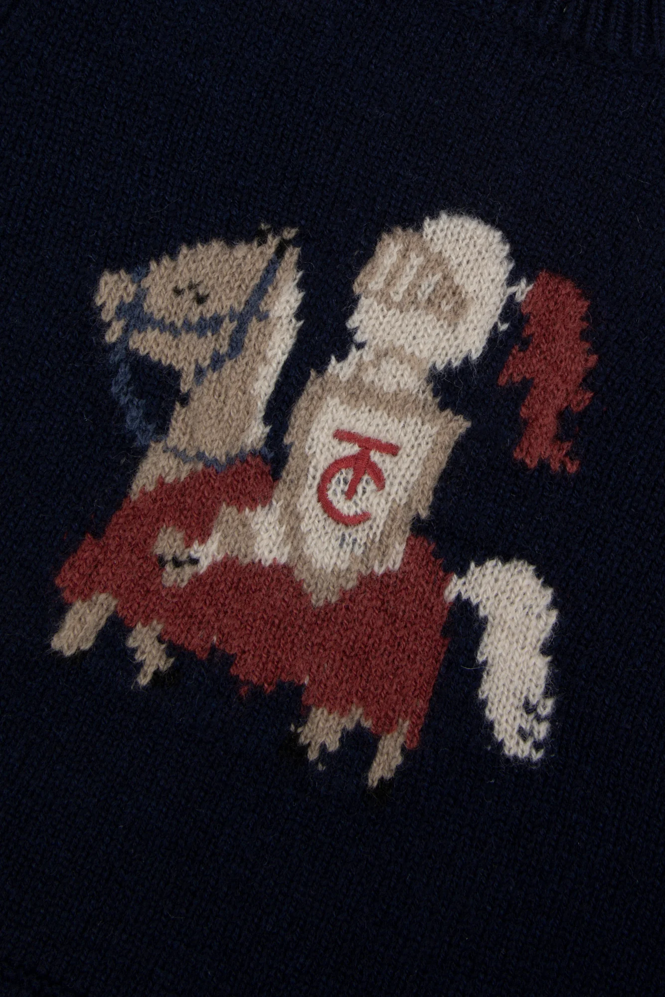 Pull - Marine laine broderie chevalier - Image 3
