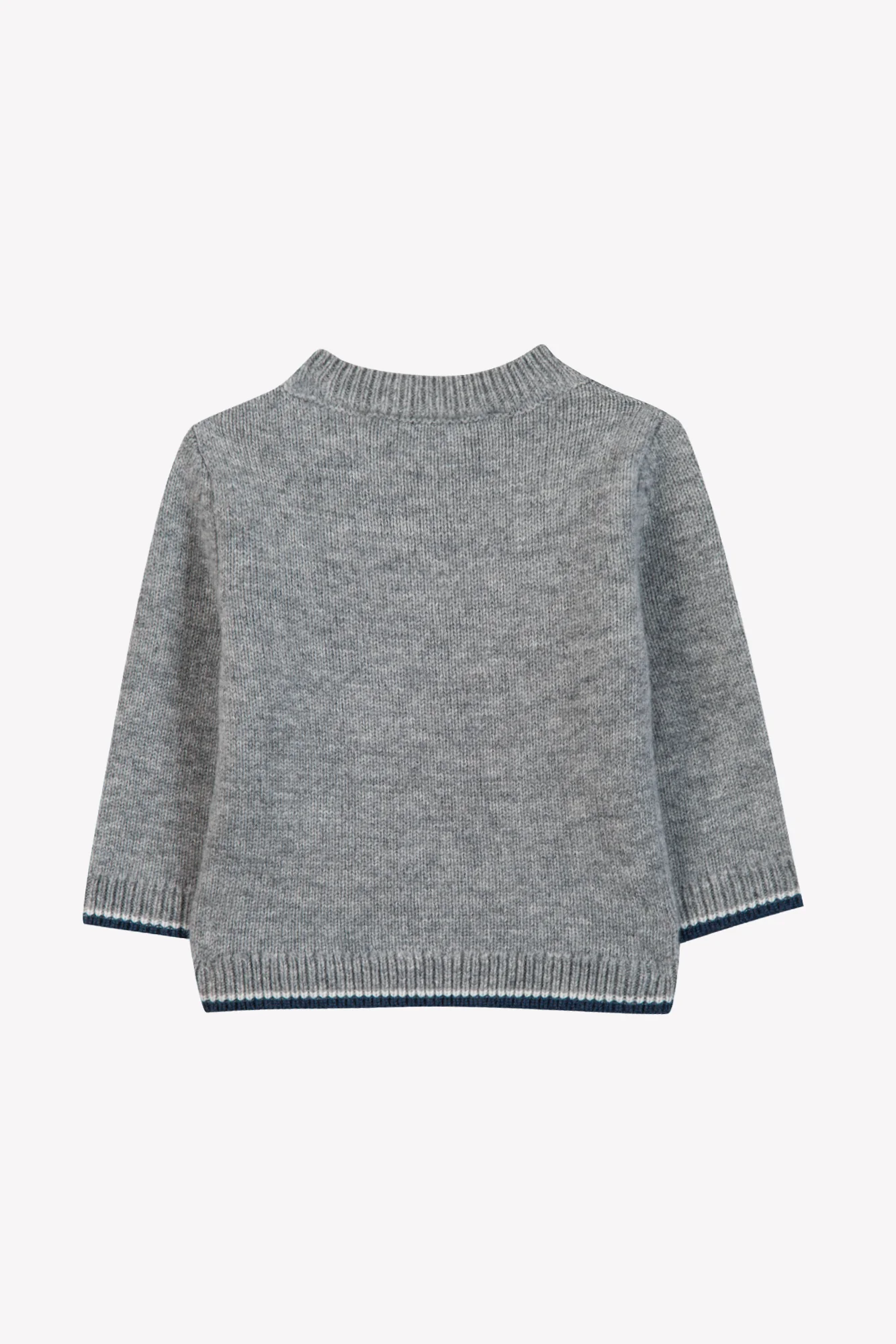 Pull - Gris chiné laine broderie voiture - Image 5