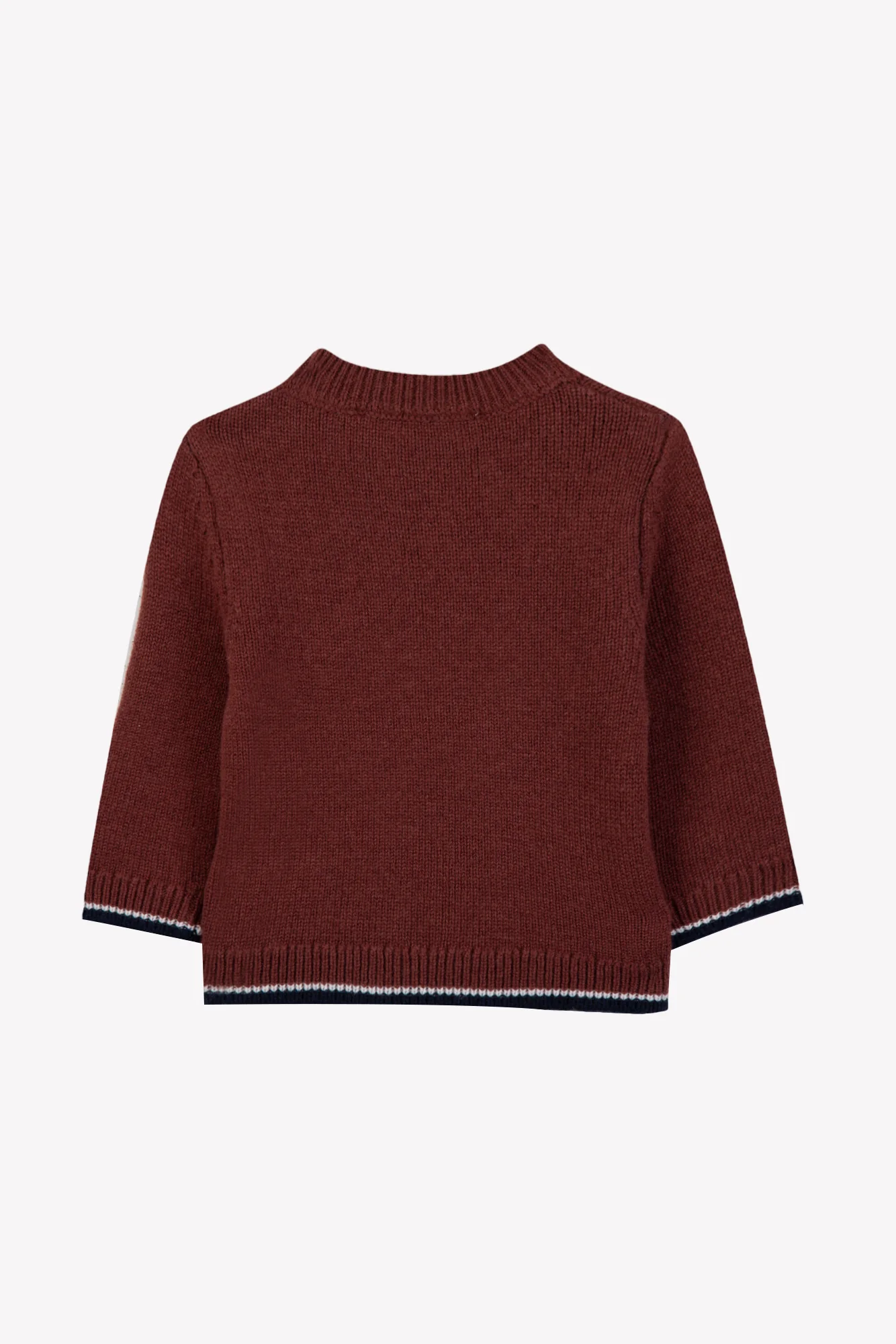 Pull - Bordeaux laine broderie chevalier - Image 2