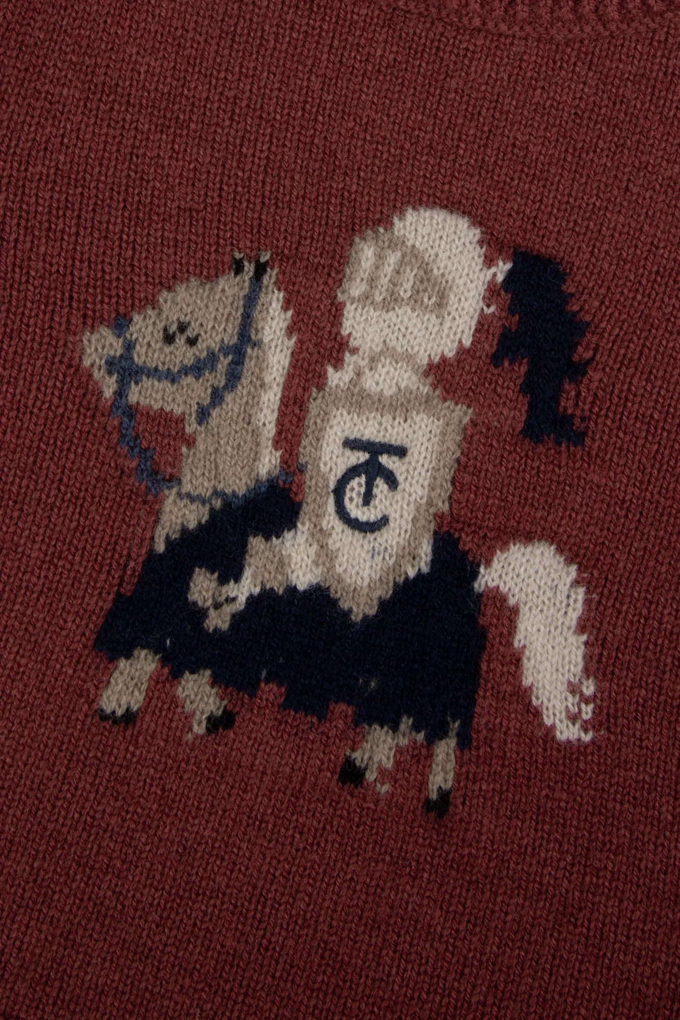 Pull - Bordeaux laine broderie chevalier - Image 3