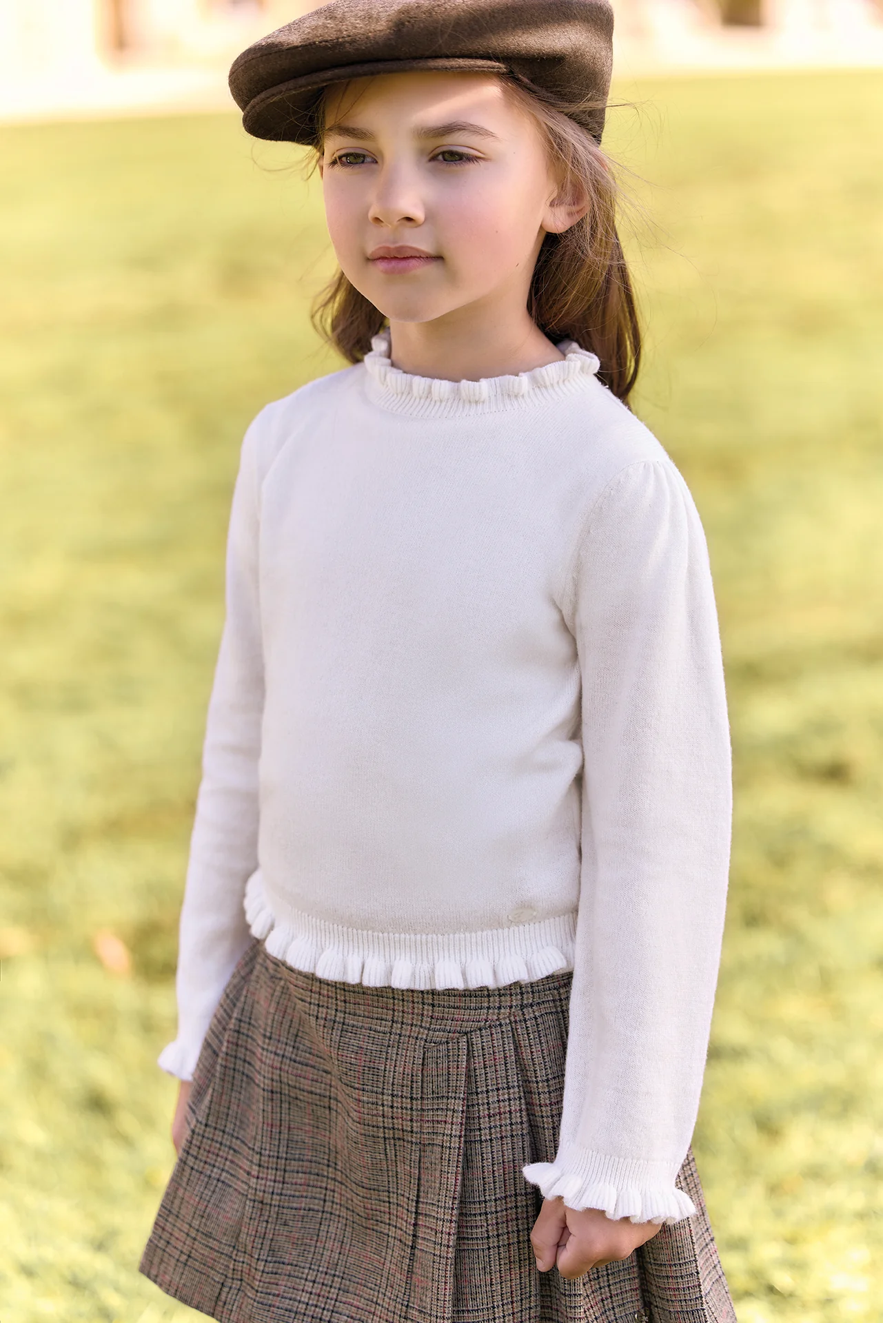Pull - Ecru laine col festonné