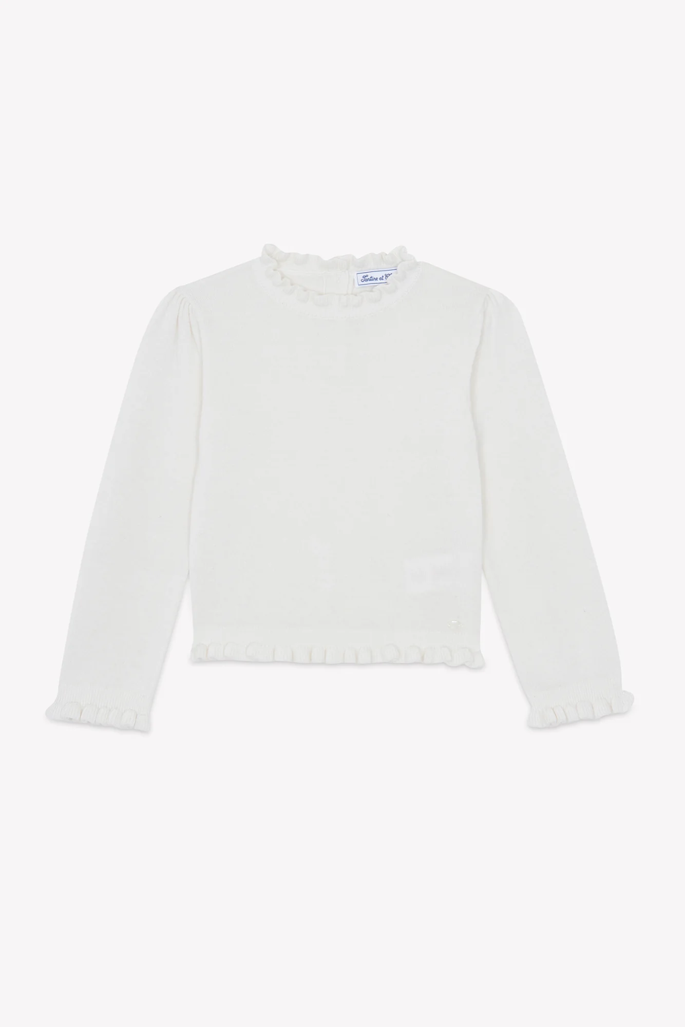 Pull - Ecru laine col festonné - Image 3