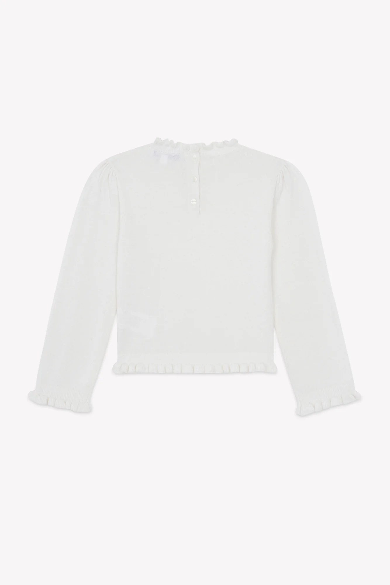 Pull - Ecru laine col festonné - Image 4