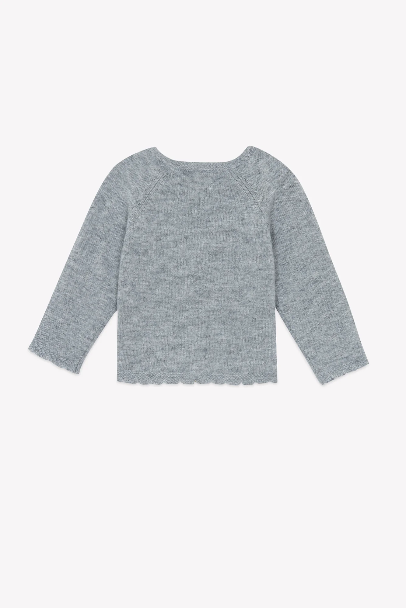 Cardigan - Gris moyen laine broderies fleurs - Image 2