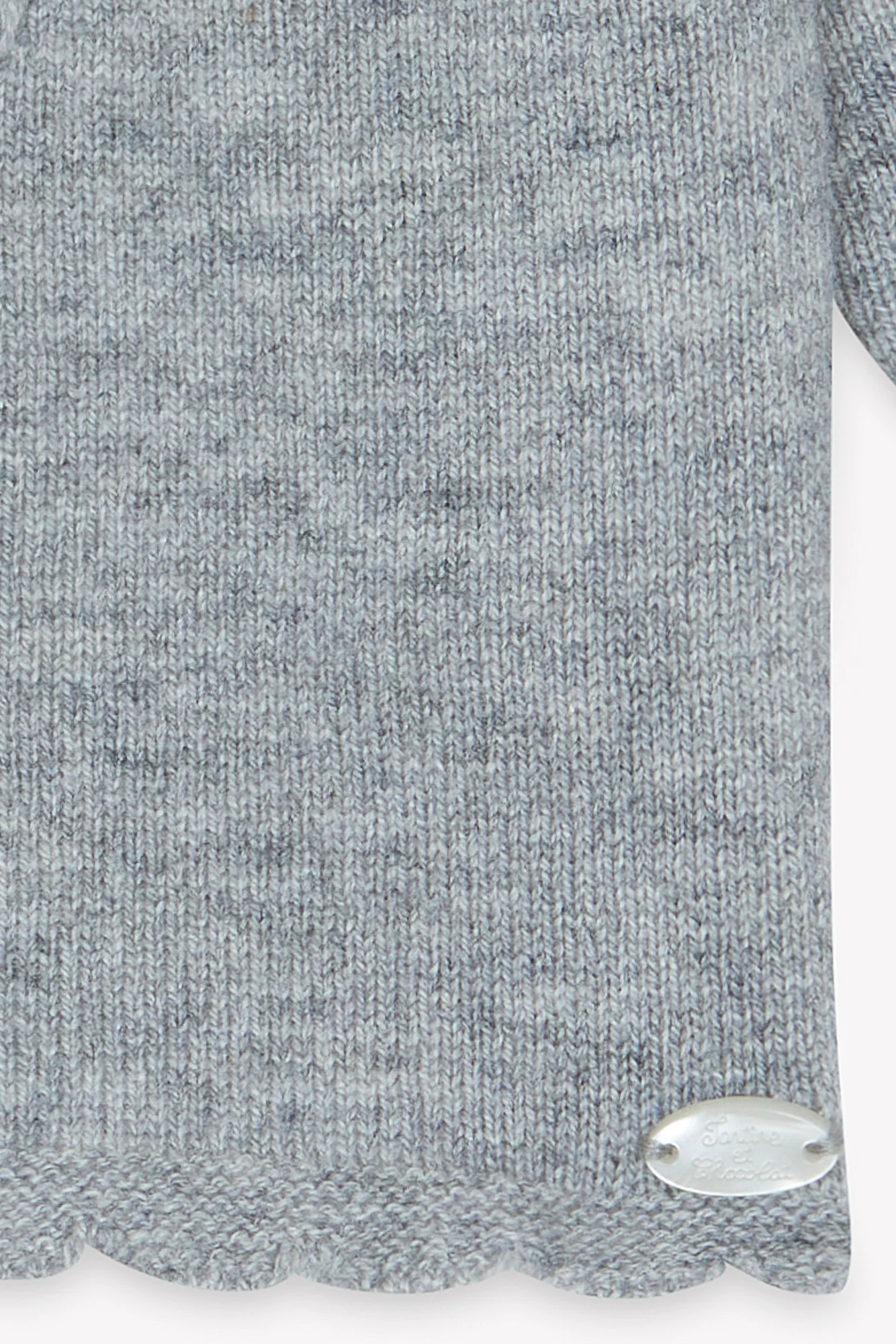 Cardigan - Gris moyen laine broderies fleurs - Image 3