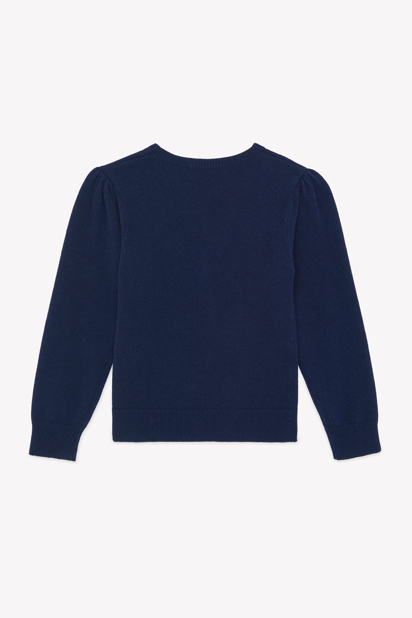 Pull - Marine laine broderies fleurs - Image 5