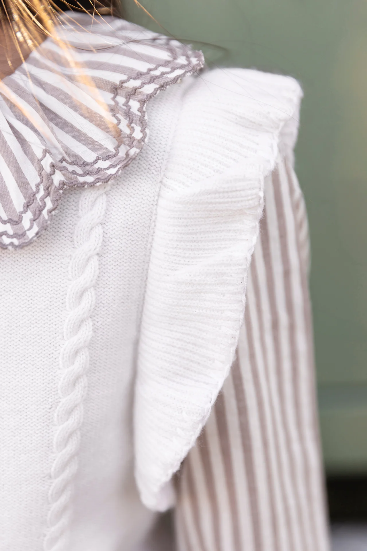 Pull - Ecru laine maille tressée - Image 3
