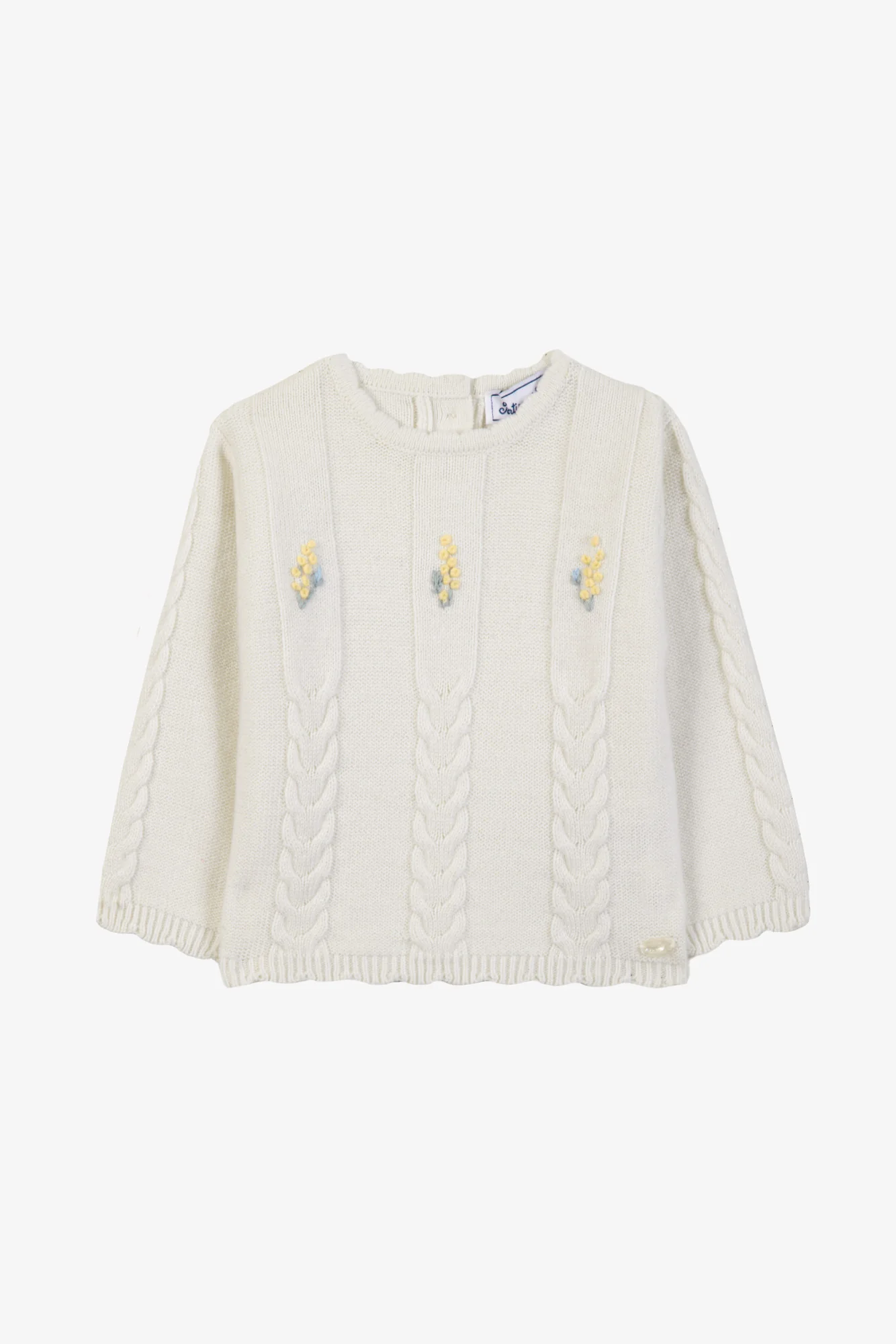 Pull - Ecru laine broderie main - Image 4