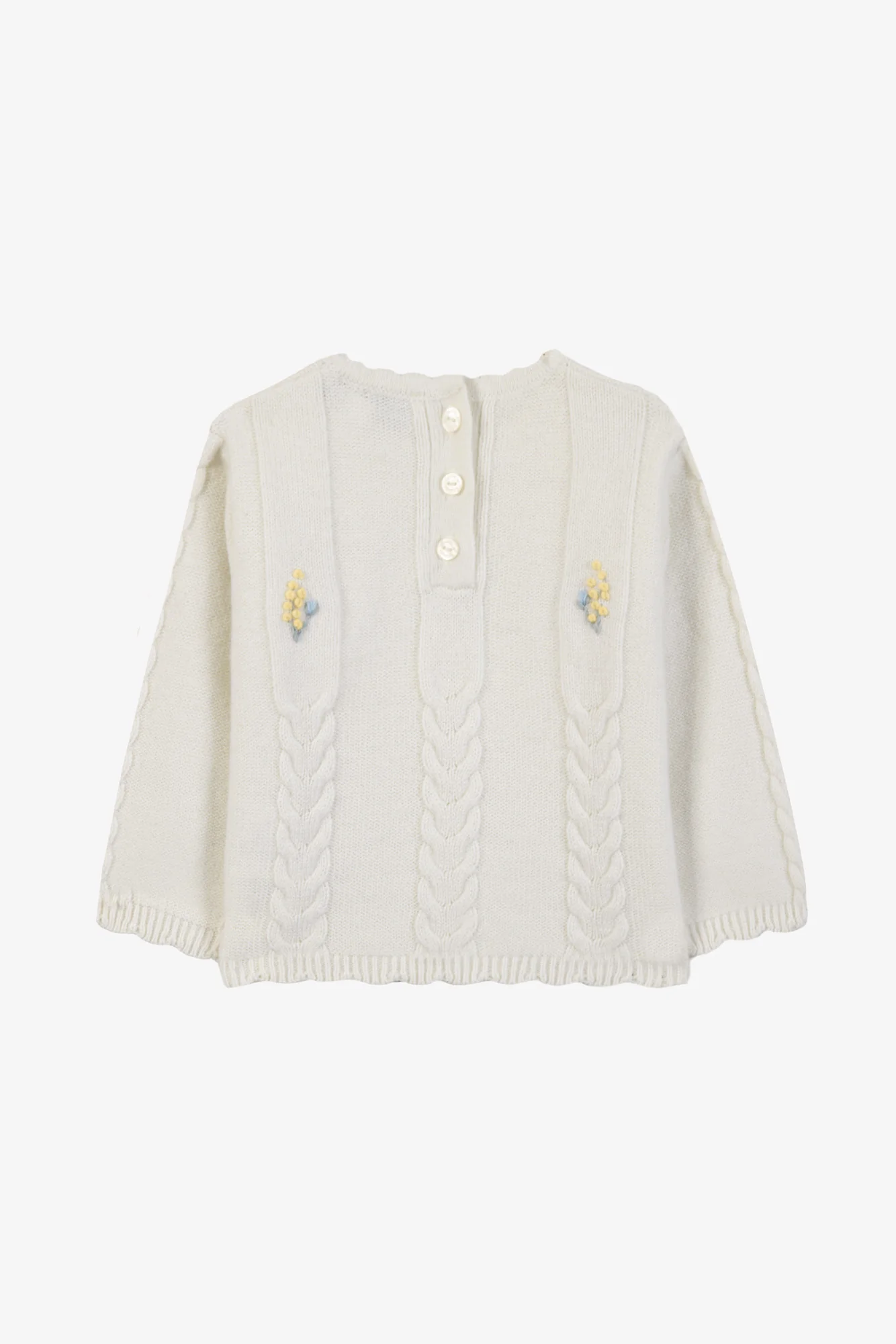 Pull - Ecru laine broderie main - Image 5