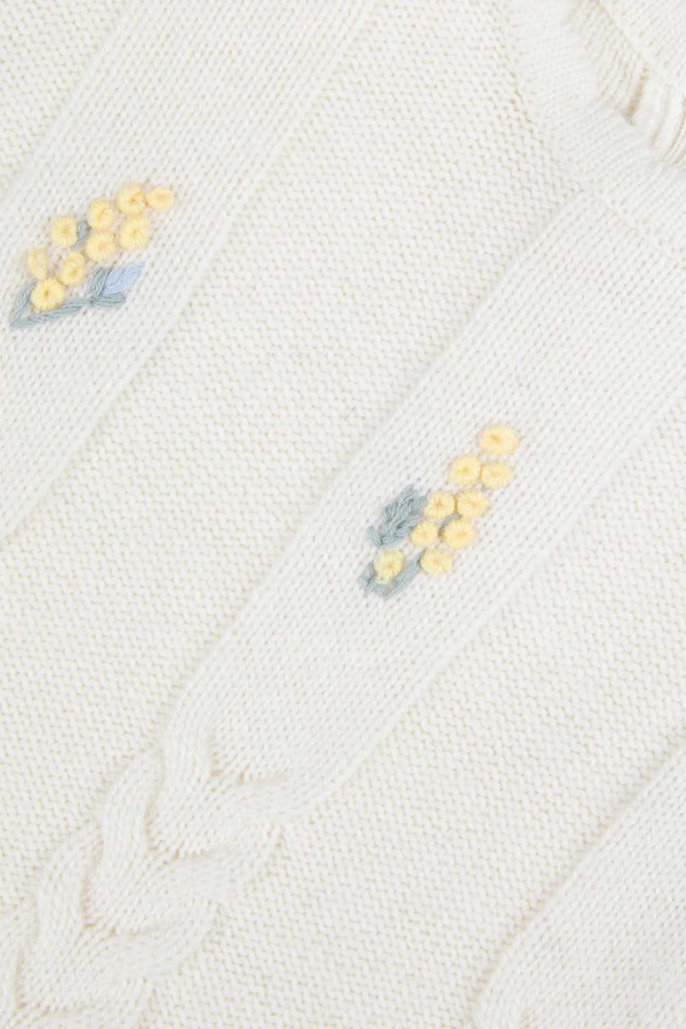 Pull - Ecru laine broderie main - Image 6