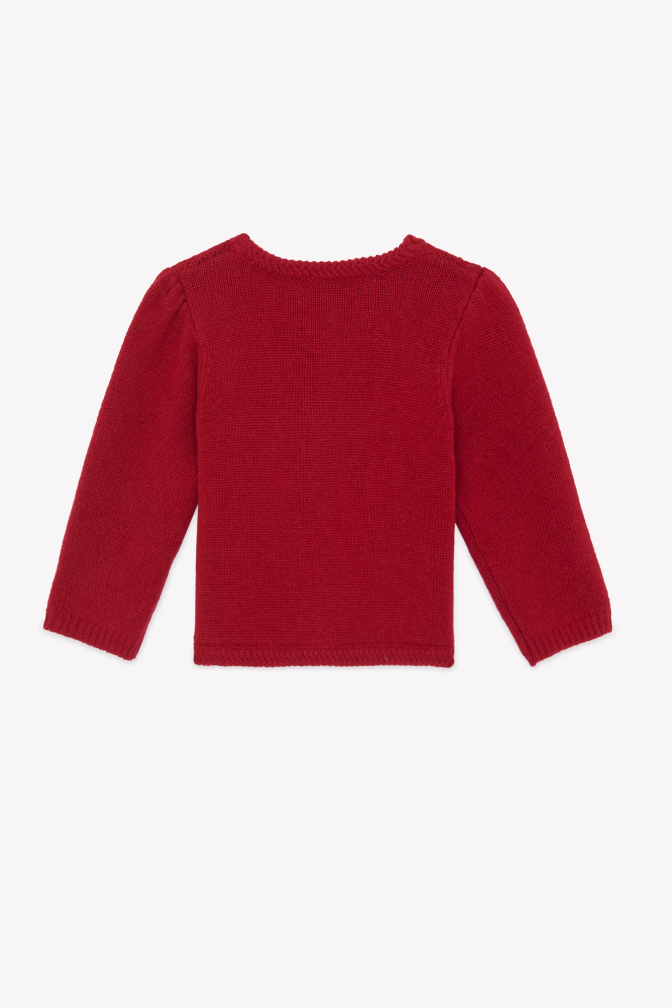 Cardigan - Cerise laine maille ajourée - Image 2