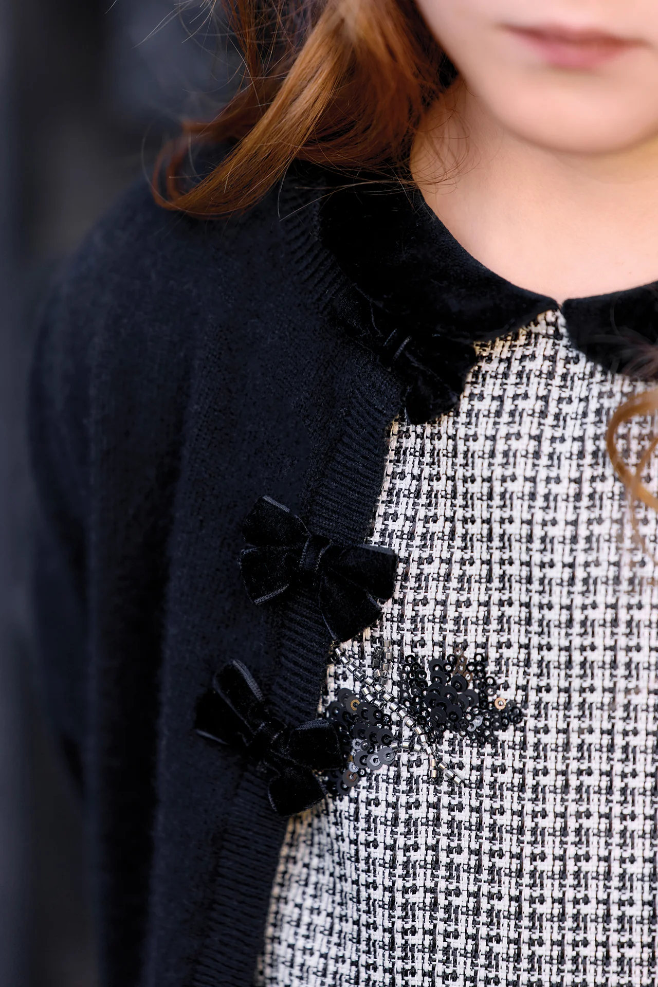 Cardigan - Noir laine nœuds - Image 3