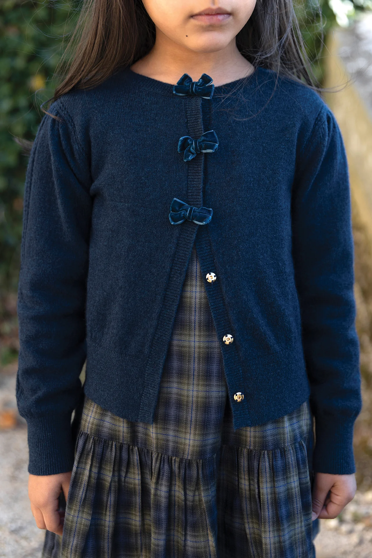 Cardigan - Marine laine nœuds