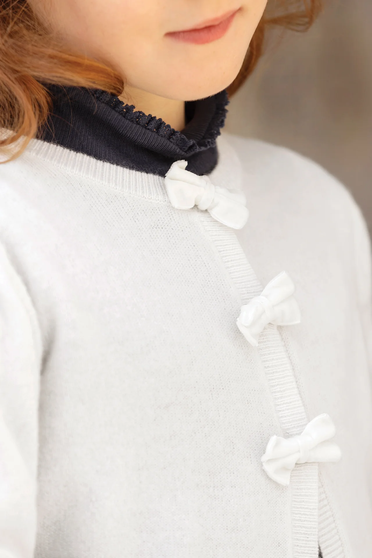 Cardigan - Ecru laine nœuds - Image 2