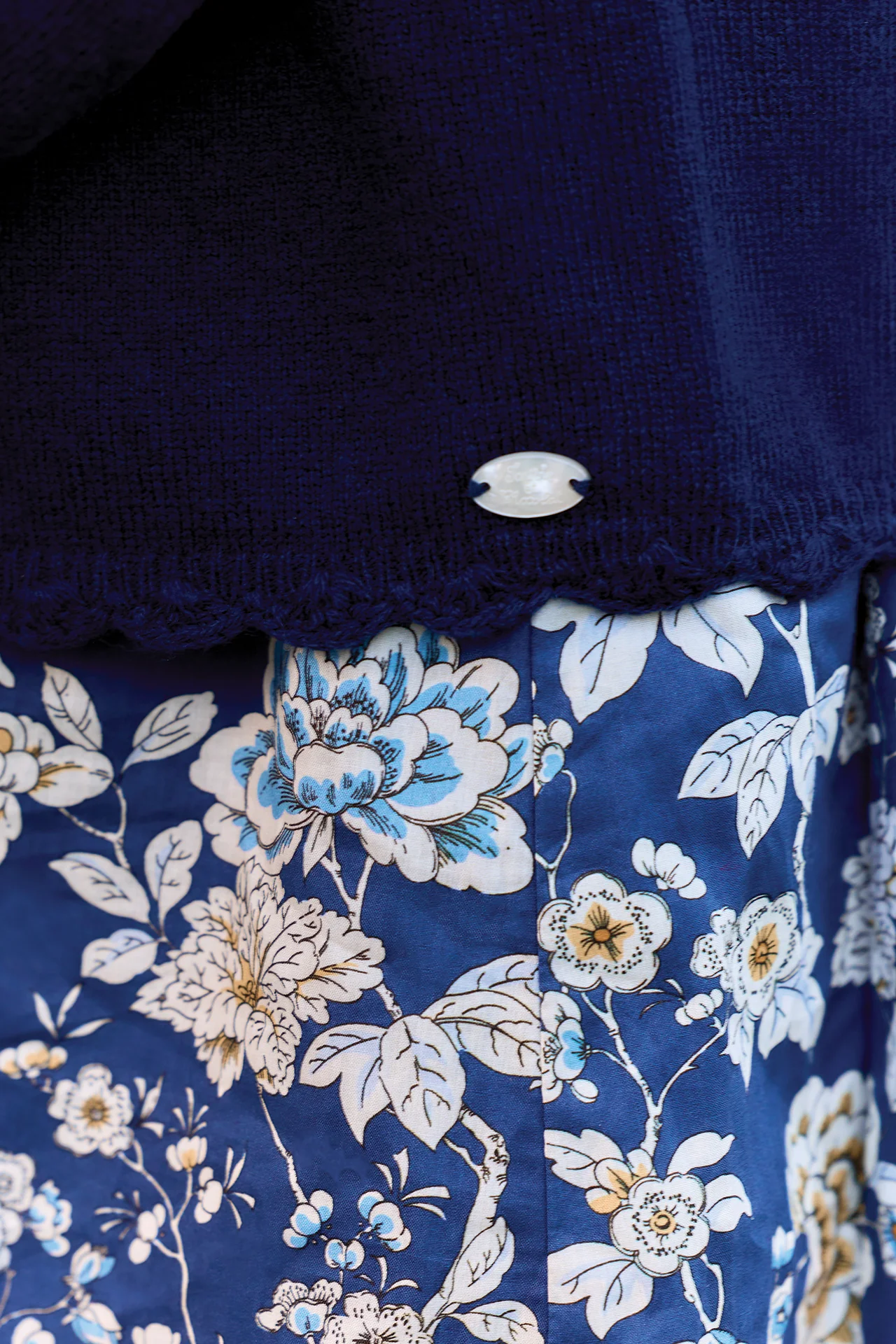 Cardigan - Marine laine broderie main fleurs - Image 3
